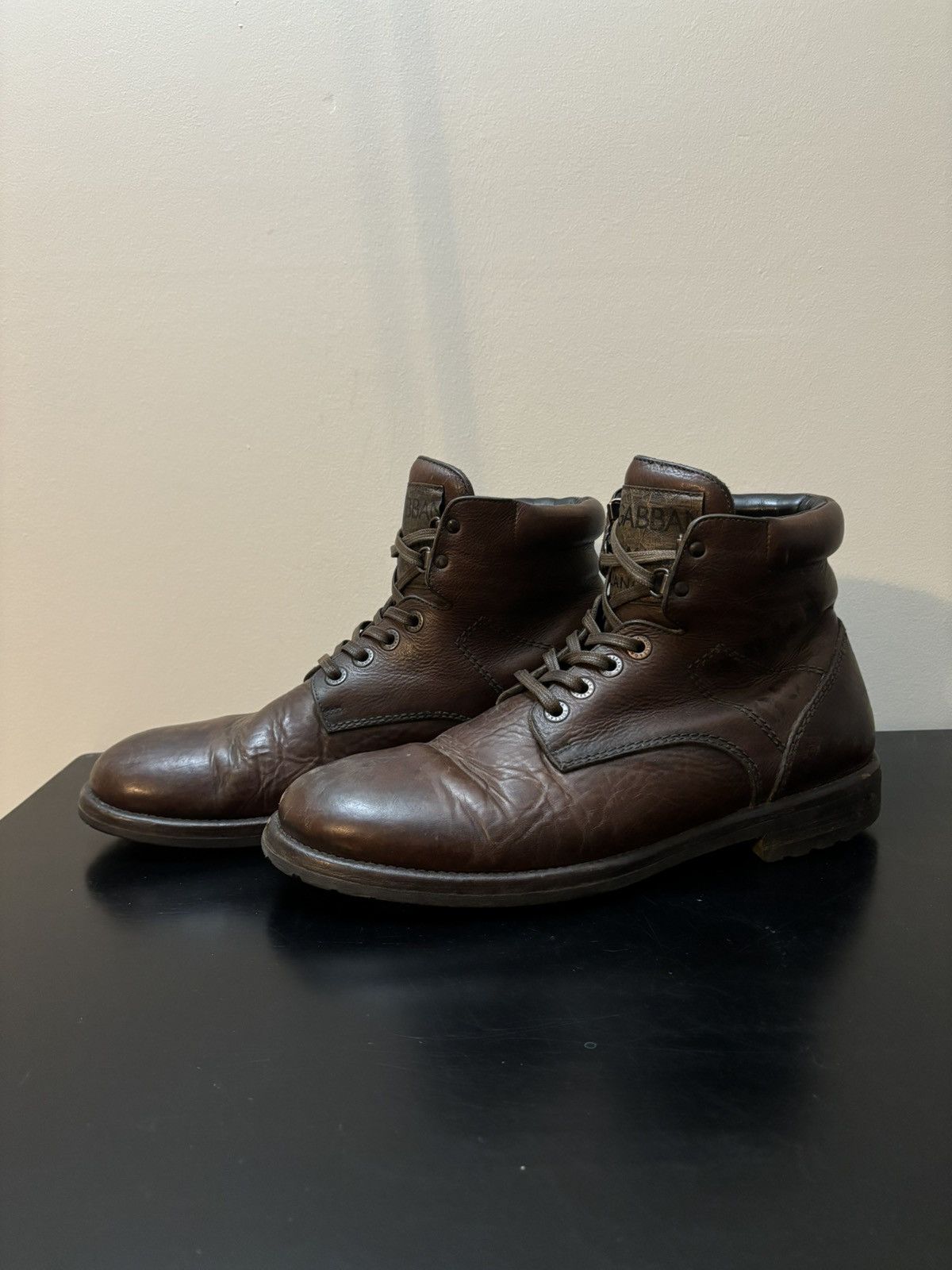 Dolce & Gabbana Dolce & Gabbana Stamped Leather Boots Brown Size US 10 / EU 43 - 1 Thumbnail