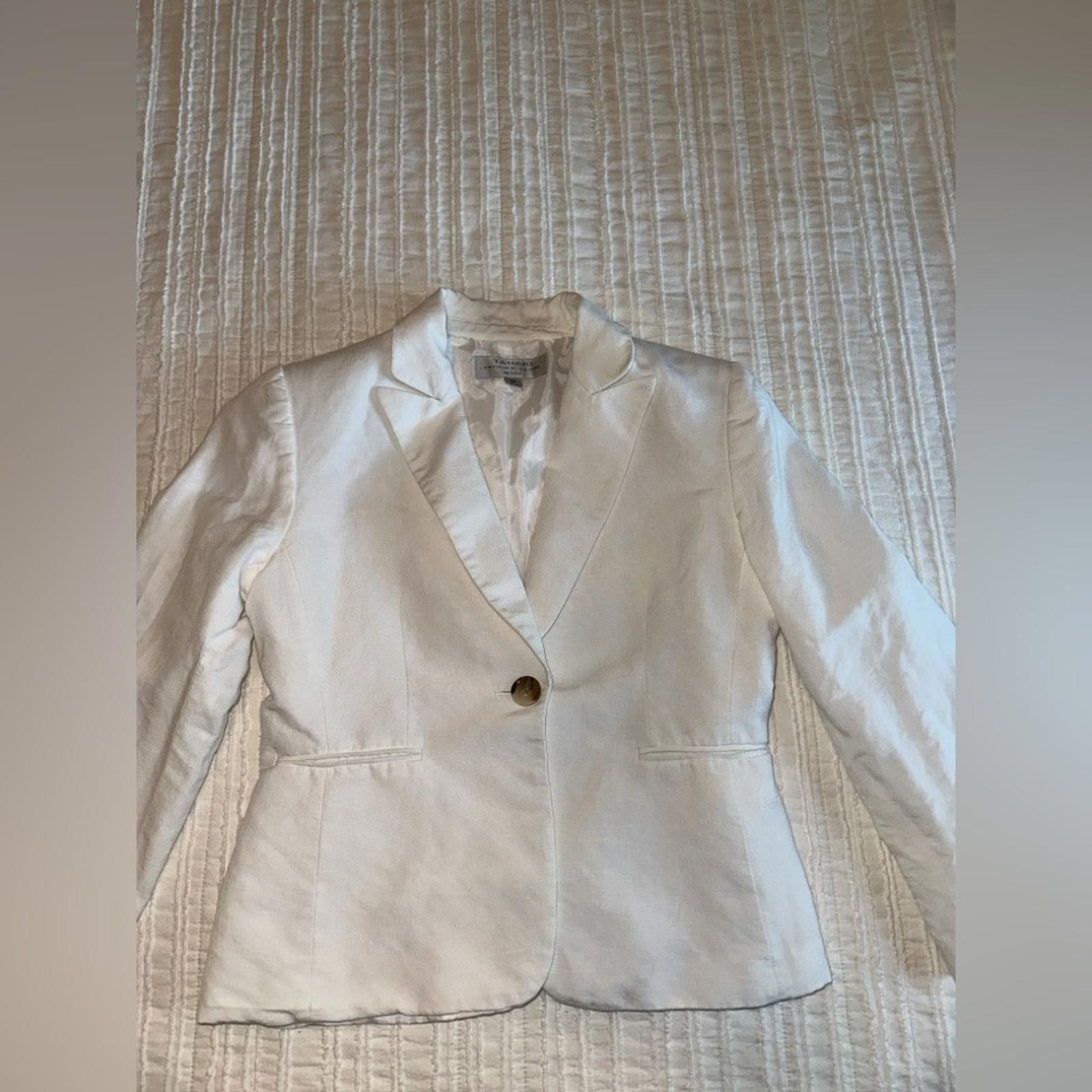 Elie Tahari Tahari Linen Blazer 8 P Women's White Size M / US 6-8 / IT 42-44 - 7 Thumbnail