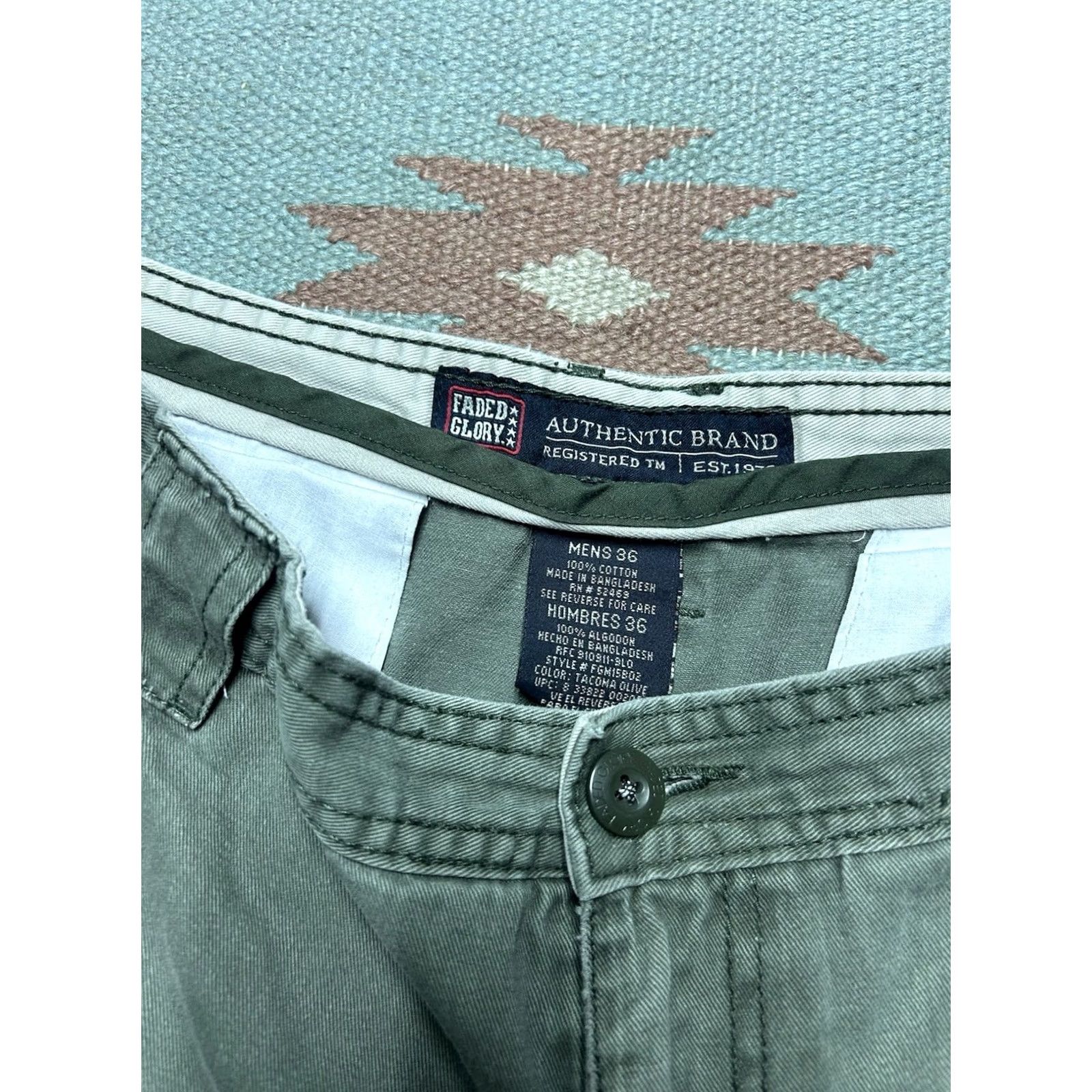 Faded Glory Faded Glory Cargo Shorts Shirt Cargo Men 36 Green Distressed Twill Cotton Utility Pockets 90s Skater Size US 36 / EU 52 - 5 Thumbnail