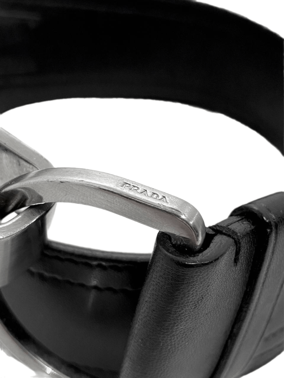 Prada Prada Logo Hook Leather Silver Black Belt Vintage Y2K Women Size ONE SIZE - 8 Thumbnail