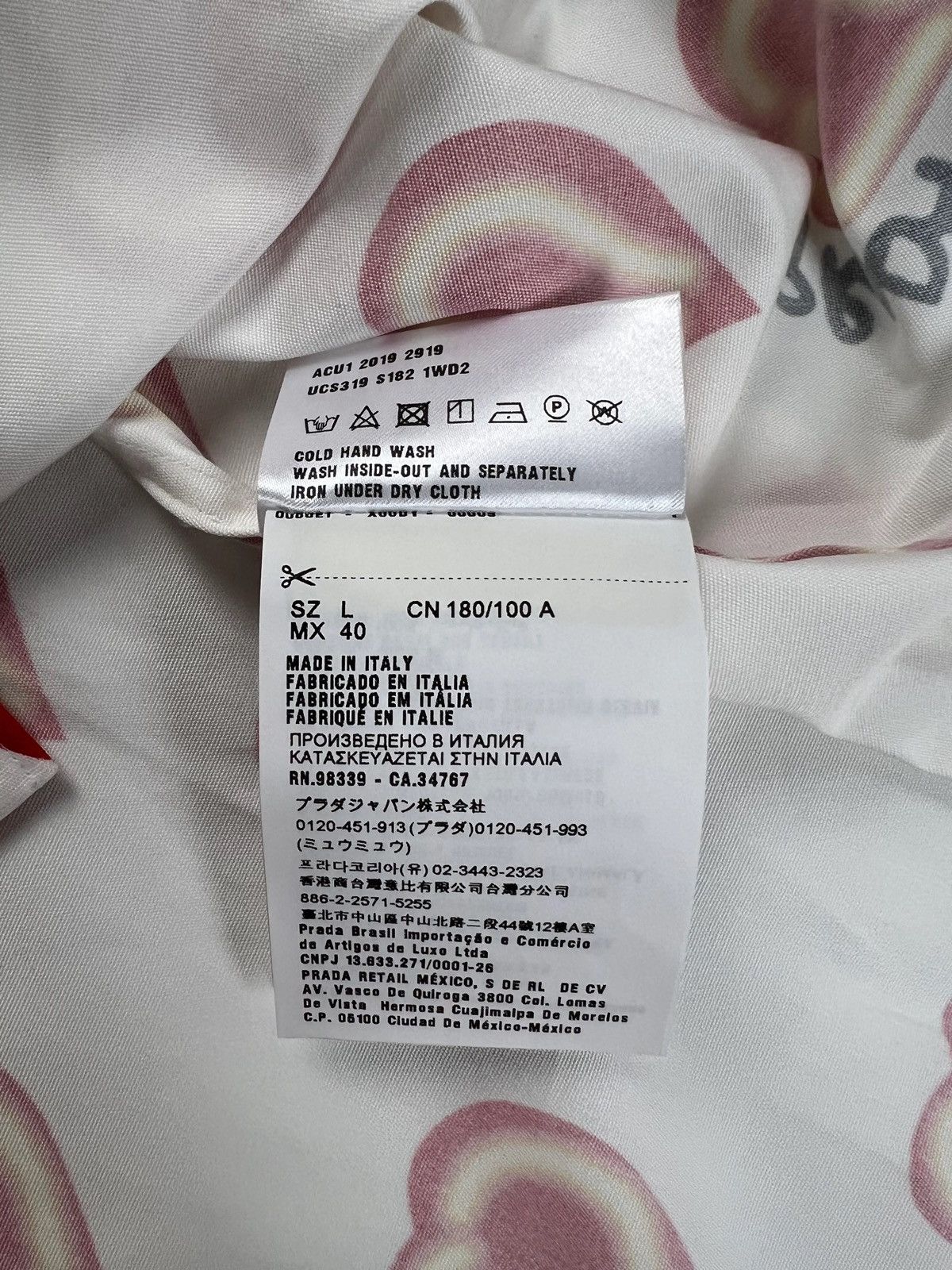 Prada PRADA DOUBLE MATCH SPLIT BOWLING SHIRT HEARTS & FLOWERS SZ:L Size US L / EU 52-54 / 3 - 7 Thumbnail