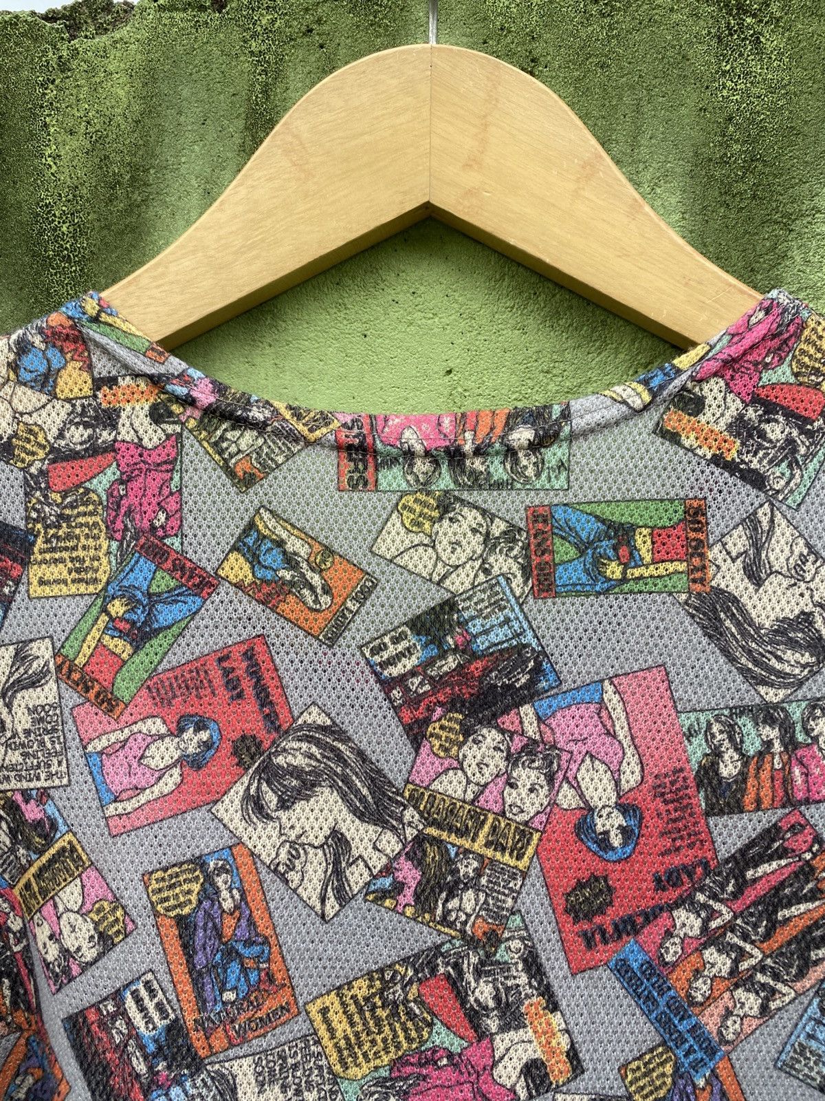 Japanese Brand Vintage Comic All-Over Print Mesh Tee Y2K Pop Art Collage Size ONE SIZE - 8 Thumbnail