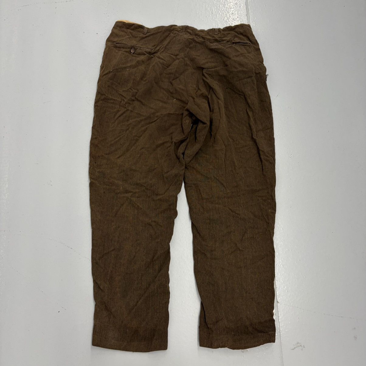 Other Vintage 50s Brown Rayon Cotton Distressed Trousers 38x30 Size US 38 / EU 54 - 3 Thumbnail