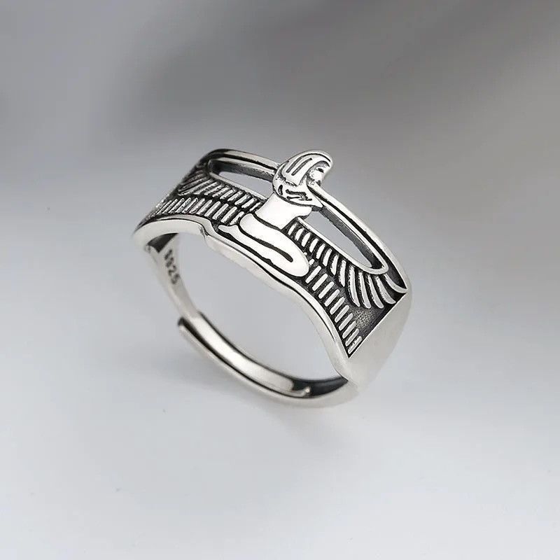 Jewelry × Vintage Elegant Egypt Queen Thai Silver Ladies Finger Open Rings Size ONE SIZE - 2 Thumbnail