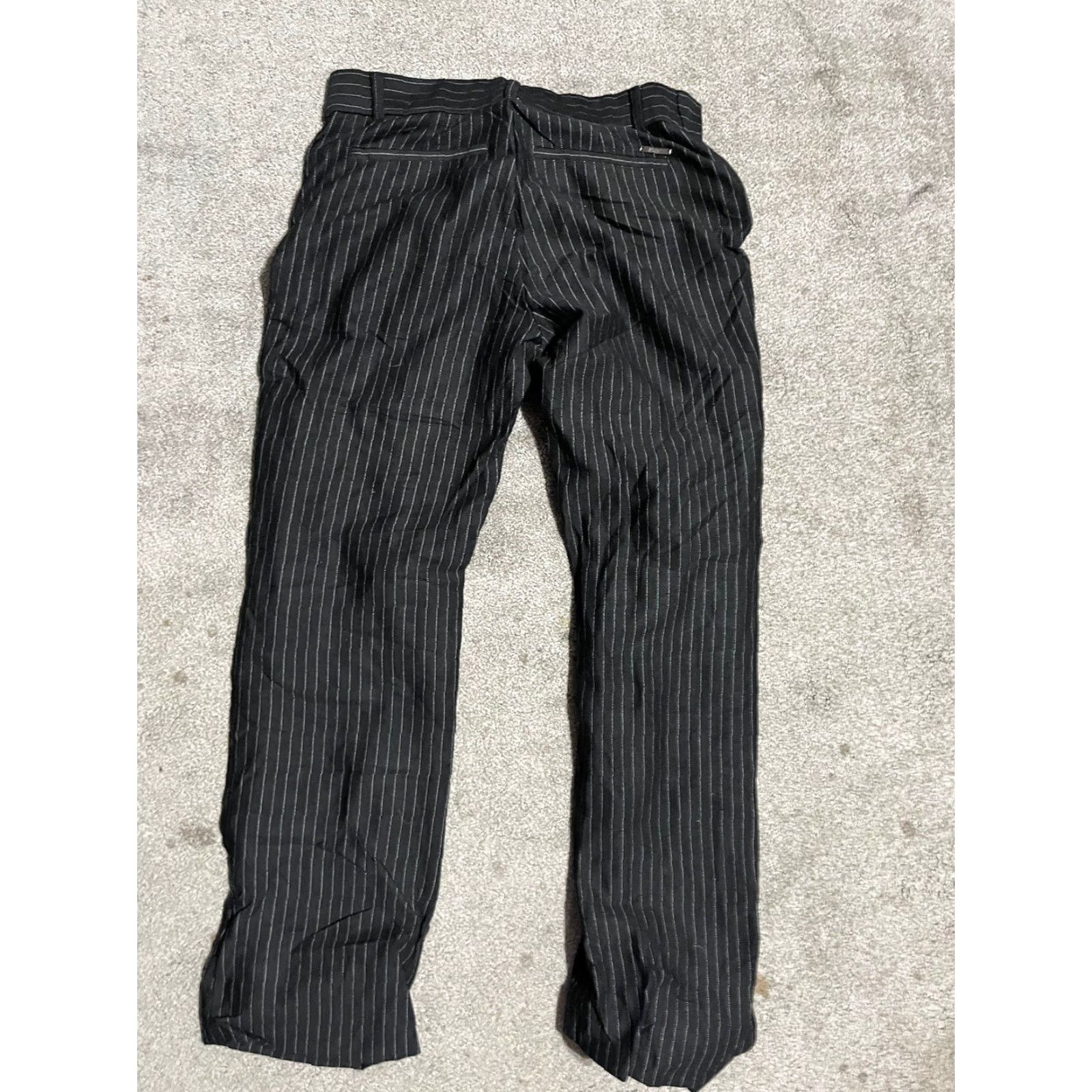 Banana Republic Banana Republic Women Striped Black Wide-Leg Dress Pants Pull On Polyester Size S Womens Size 28" / US 6 / IT 42 - 3 Thumbnail