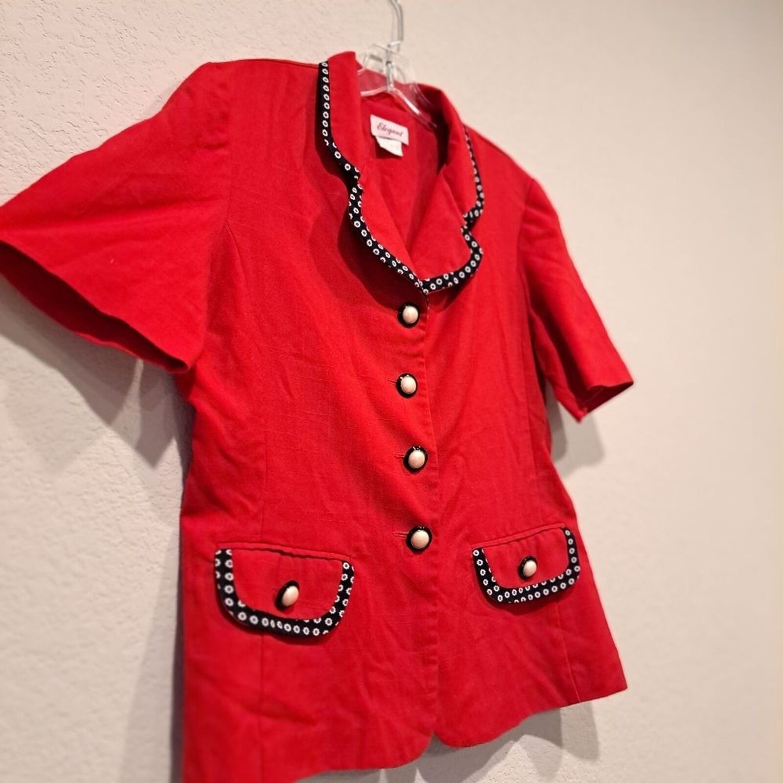 Other Elegant vintage red blouse pearl buttons collar shacket 12 Size XL / US 12-14 / IT 48-50 - 5 Thumbnail