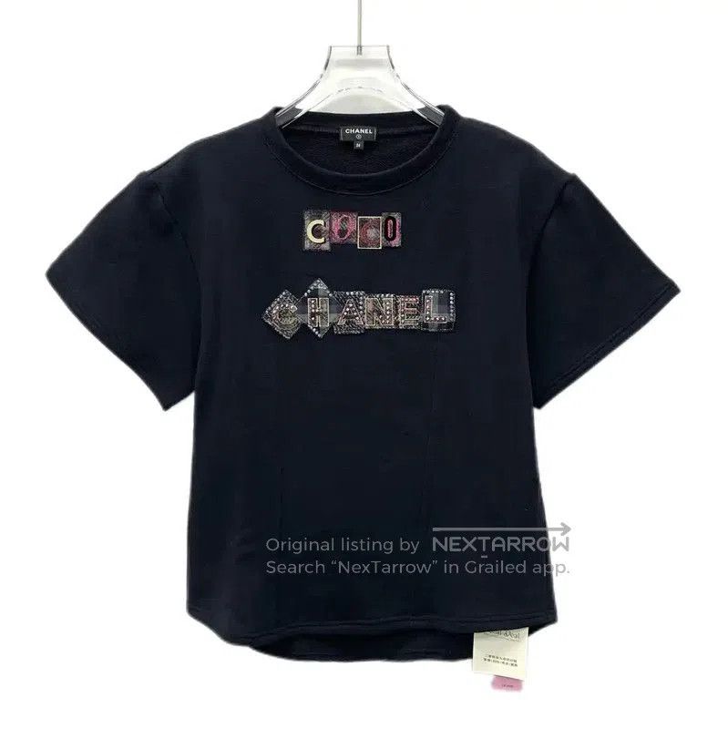 Chanel Chanel Black Cotton T-Shirt with Logo . Size XS / US 0-2 / IT 36-38 - 1 Thumbnail