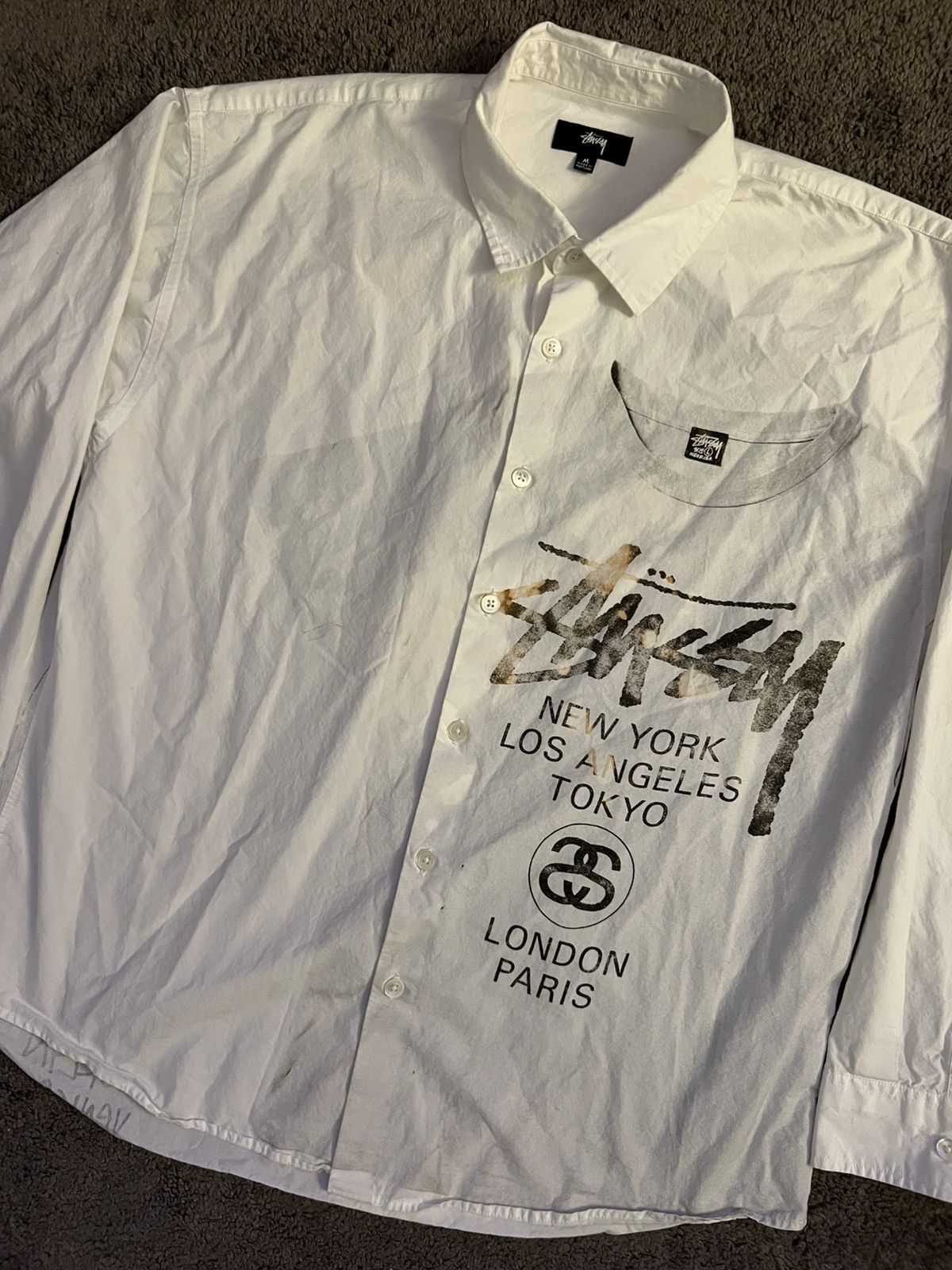 Stussy stussy button up world tour Size US M / EU 48-50 / 2 - 2 Thumbnail