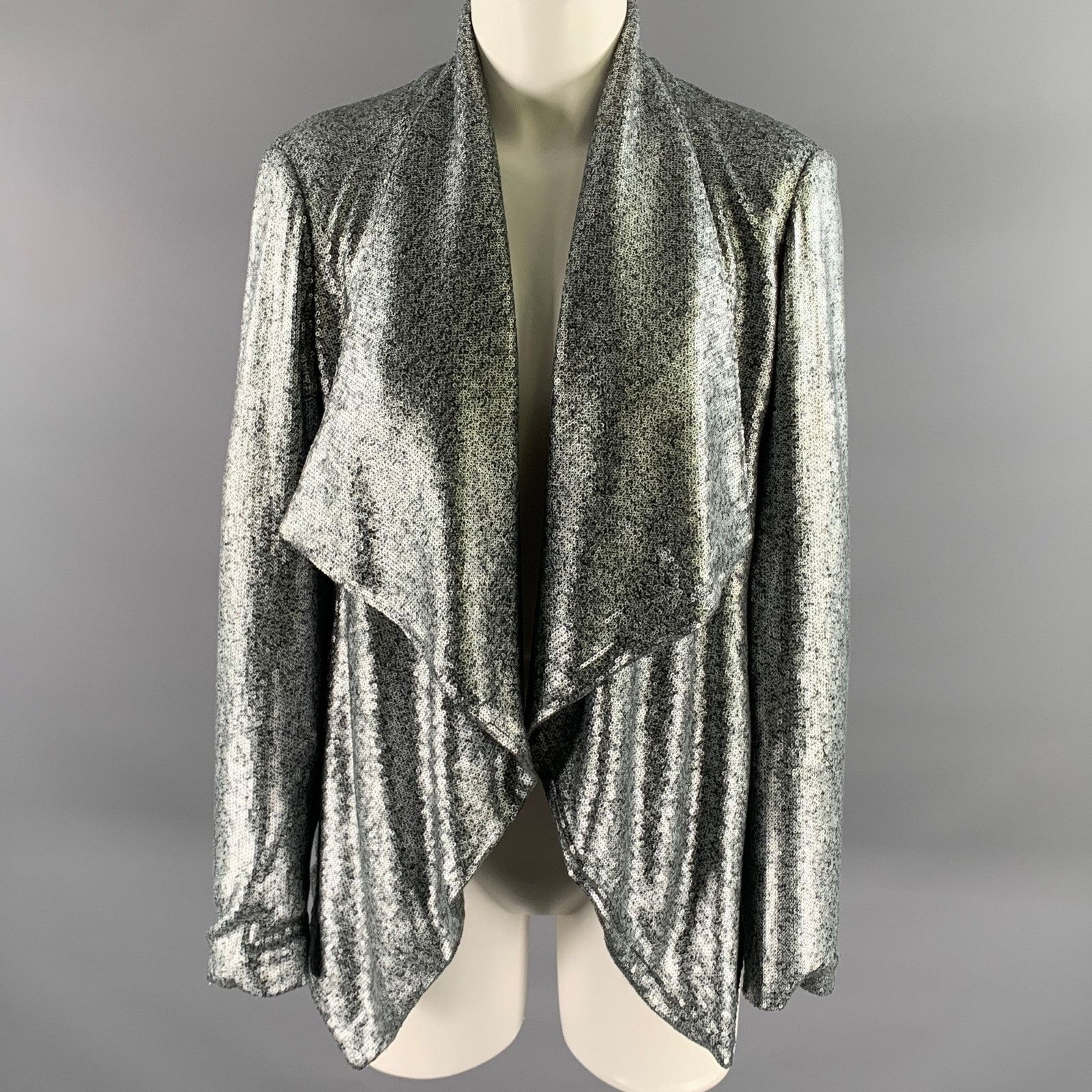 Donna Karan DONNA KARAN Grey Silver Sequin Polyester Viscose Jacket Size M / US 6-8 / IT 42-44 - 1 Thumbnail