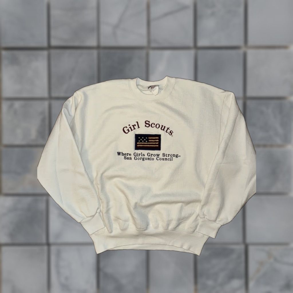 Vintage VINTAGE Girl Scouts Sweatshirt Crewneck White Large USA 90s Women Pullover Activewear Boys Girls Mens? Size L / US 10 / IT 46 - 1 Thumbnail