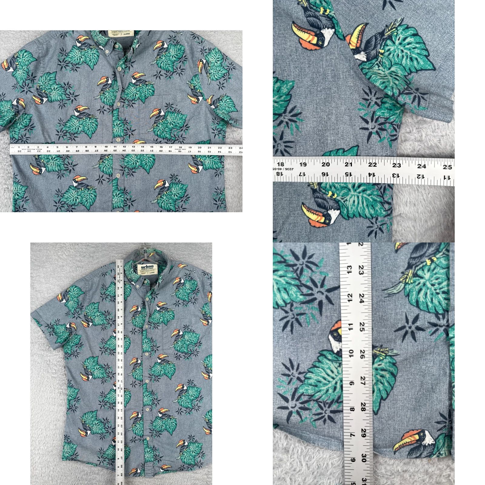 Vintage Urban Pipeline Shirt Men’s XL Blue Green Floral Button-Up Cotton Blend Size US XL / EU 56 / 4 - 8 Thumbnail