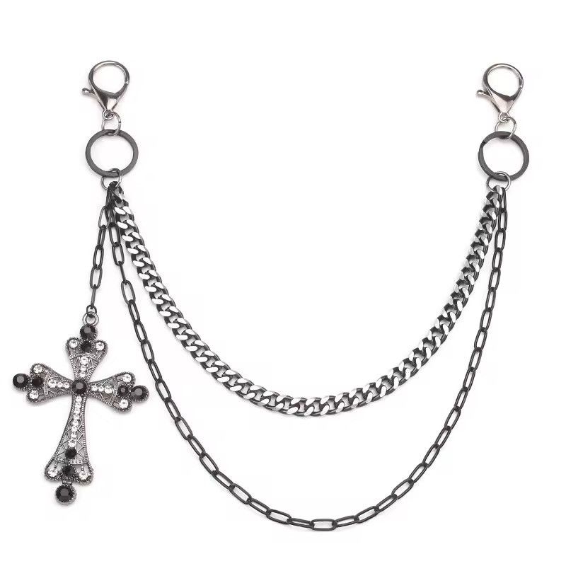 Jewelry Cross Rivet Chain Belt, Jeans Side Chain - Punk Grunge Size ONE SIZE - 2 Thumbnail