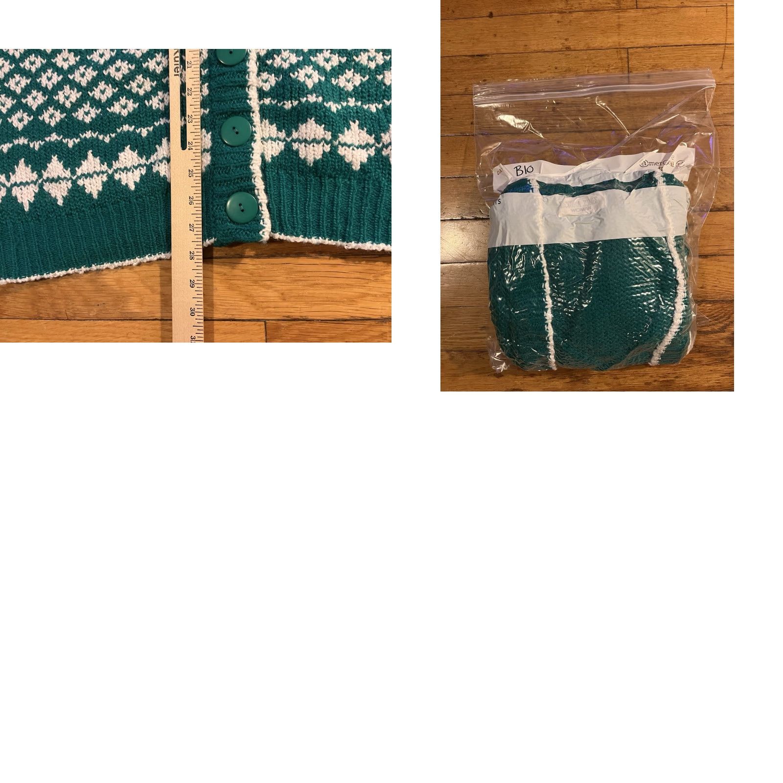 Vintage VINTAGE Victoria Jones Cardigan Sweater Women’s 2X Green White 90s Oversized Knit V-Neck Button Mens? Size XXL / US 16-18 / IT 52-54 - 8 Thumbnail