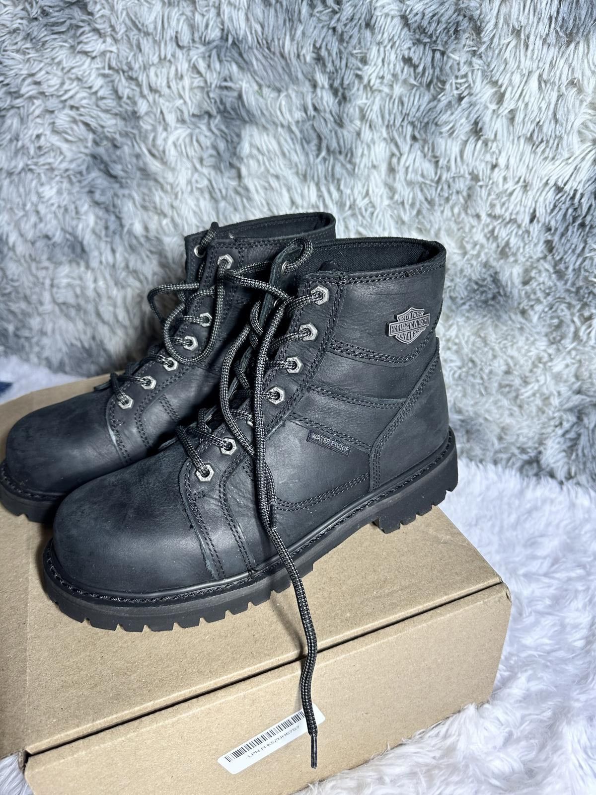 Harley Davidson Harley-Davidson Black Waterproof Leather Boots Size ONE SIZE - 1 Thumbnail