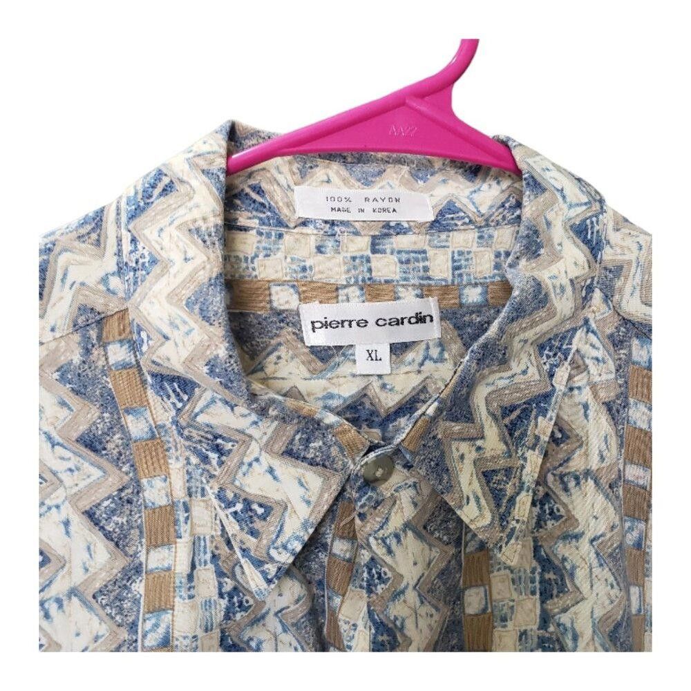 Pierre Cardin CT1536 Pierre Cardin Vintage Blue & Tan Abstract Shirt XL Size US XL / EU 56 / 4 - 2 Thumbnail
