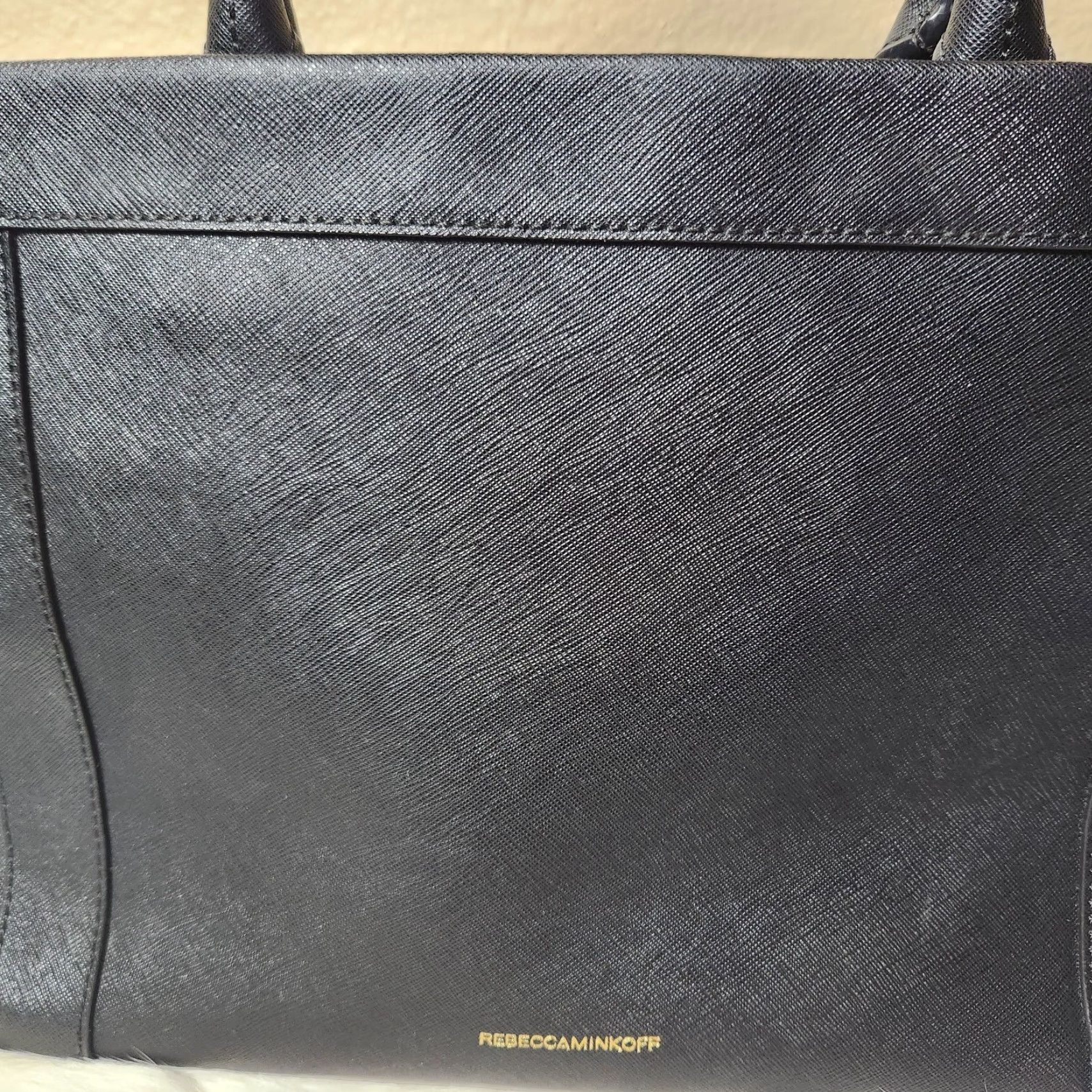 Rebecca Minkoff Rebecca Minkoff Monroe Black Saffiano Leather Purse Tote w/Crossbody Strap Size ONE SIZE - 6 Thumbnail