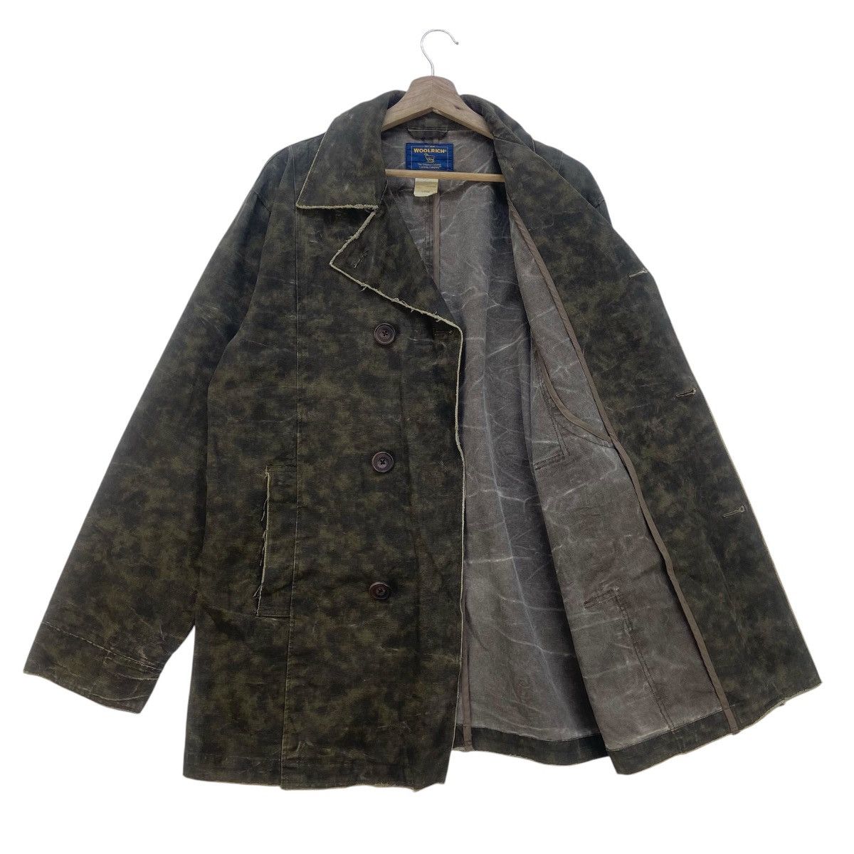 Woolrich Woolen Mills Vtg Woolrich Camouflage Distressed Double Breasted Jacket Size US M / EU 48-50 / 2 - 2 Thumbnail