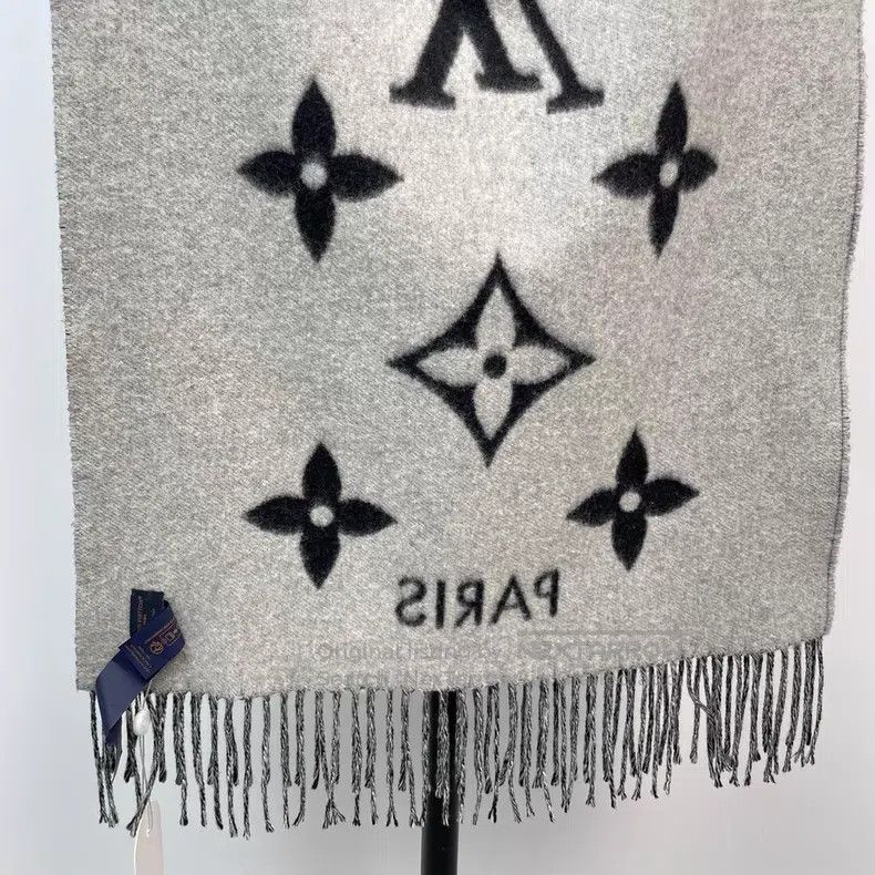 Louis Vuitton Louis Vuitton Black and grey full-print cashmere double-si Size ONE SIZE - 3 Thumbnail