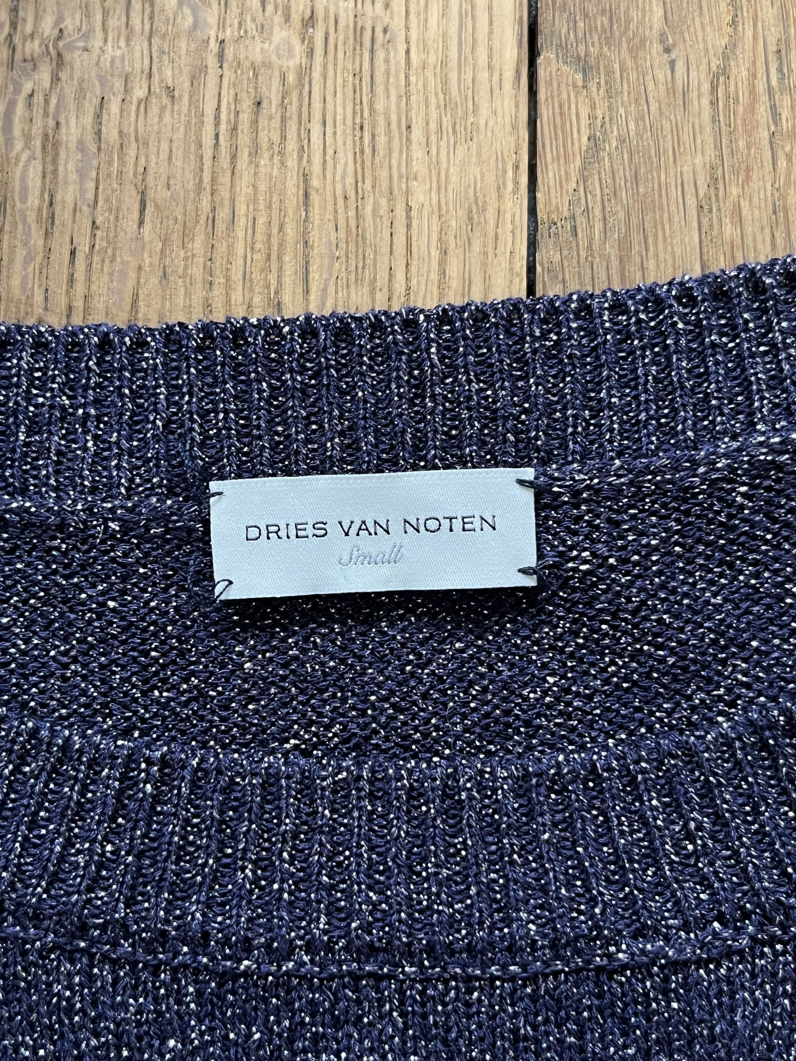 Dries Van Noten Dries van Noten navy sparkly metallic knit sweater Size S / US 4 / IT 40 - 3 Thumbnail