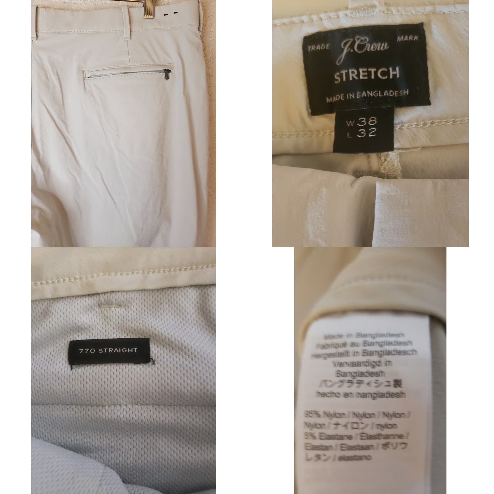 J.Crew J.CREW 770 Straight Stretch Beige Chino Nylon Pants 38 X 32 Back Zipper Pocket Mens Regular Straight Front Keyboard: No Size US 38 / EU 54 - 8 Thumbnail