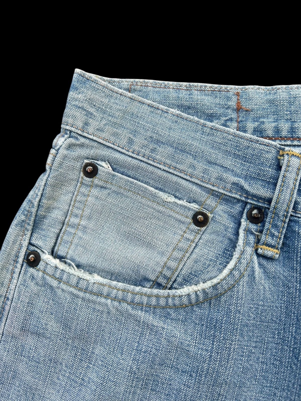 Kapital Vintage Edwin 505ZX Selvedge Distressed Faded Denim Jeans Size US 30 / EU 46 - 10 Thumbnail