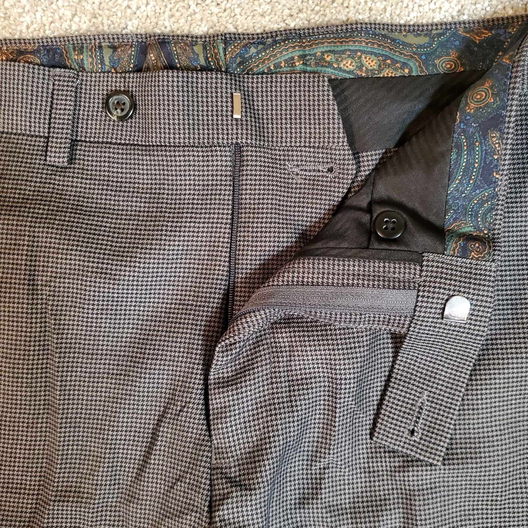 Polo Ralph Lauren VINTAGE Polo Ralph Lauren Dress Pants Men Sz. 38x27 Herringbone Tweed Gray Classic Flat Front Slim/Regular Breathable Pockets Dress Pants Size US M / EU 48-50 / 2 - 6 Thumbnail