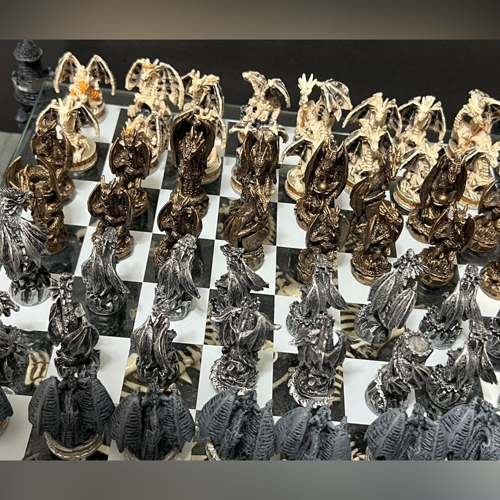 Other Chess Set Base 3D Dragons Fantasy Glass Board - 4 SETS Size ONE SIZE - 8 Thumbnail