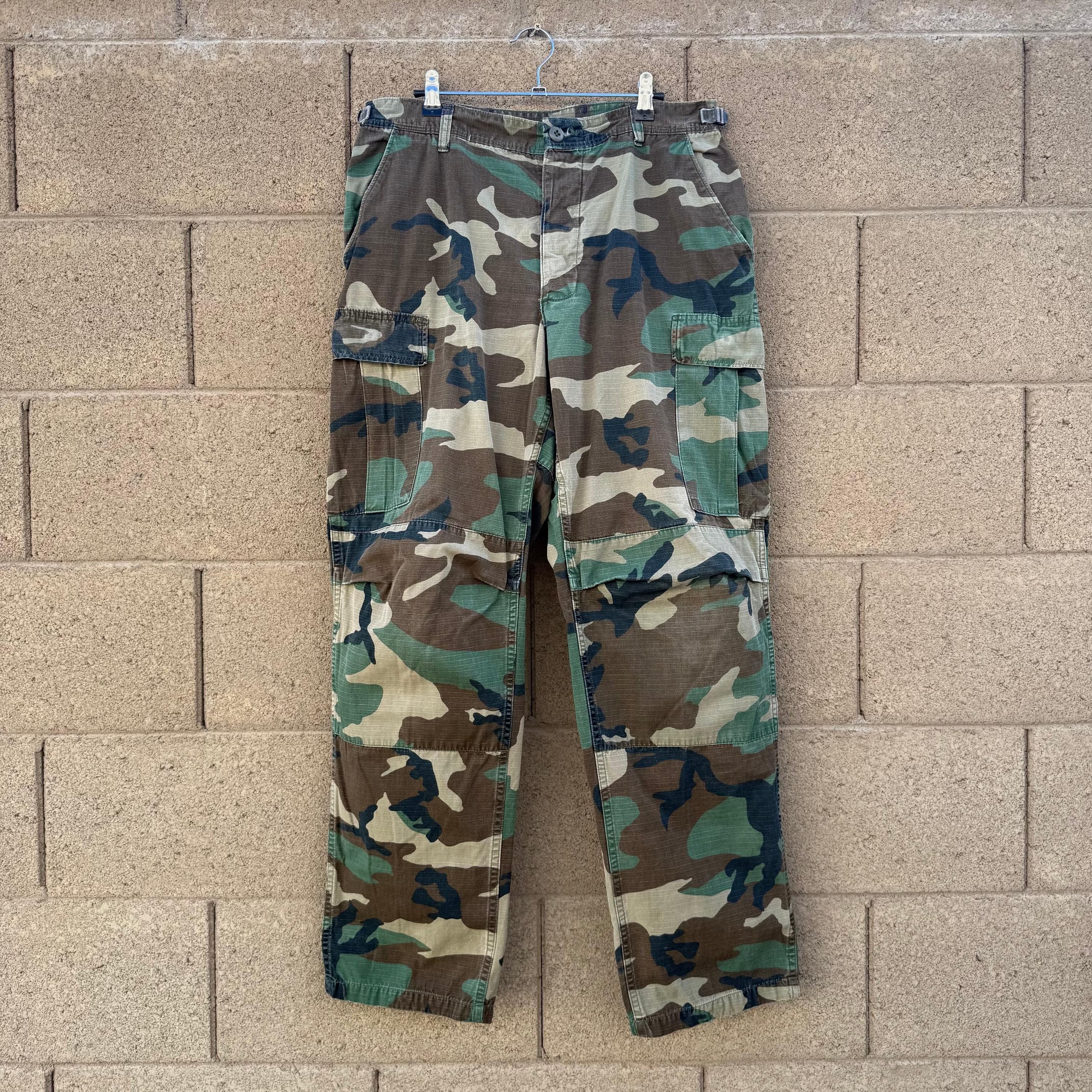 Vintage 80's US Military Woodland Camo Ripstop Cargo Pants Size US 33 - 1 Thumbnail