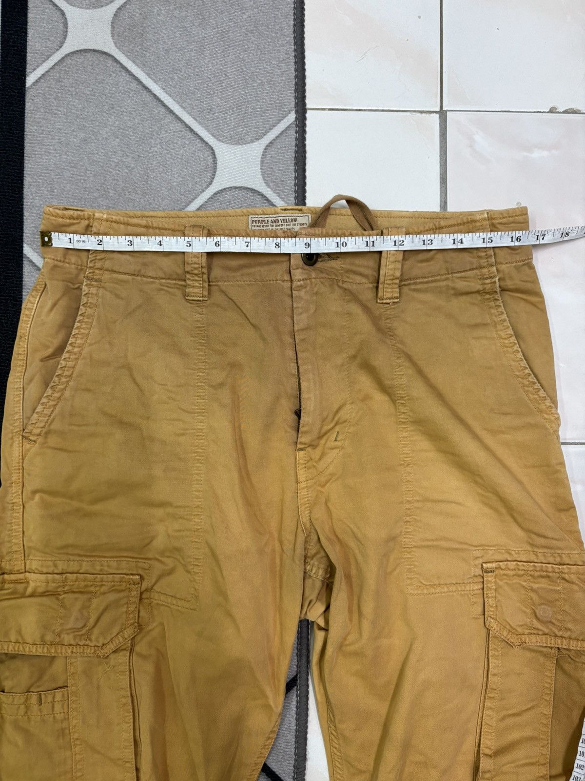 Japanese Brand × Purple Brand Purple and yellow cargo pant Size US 33 - 2 Thumbnail