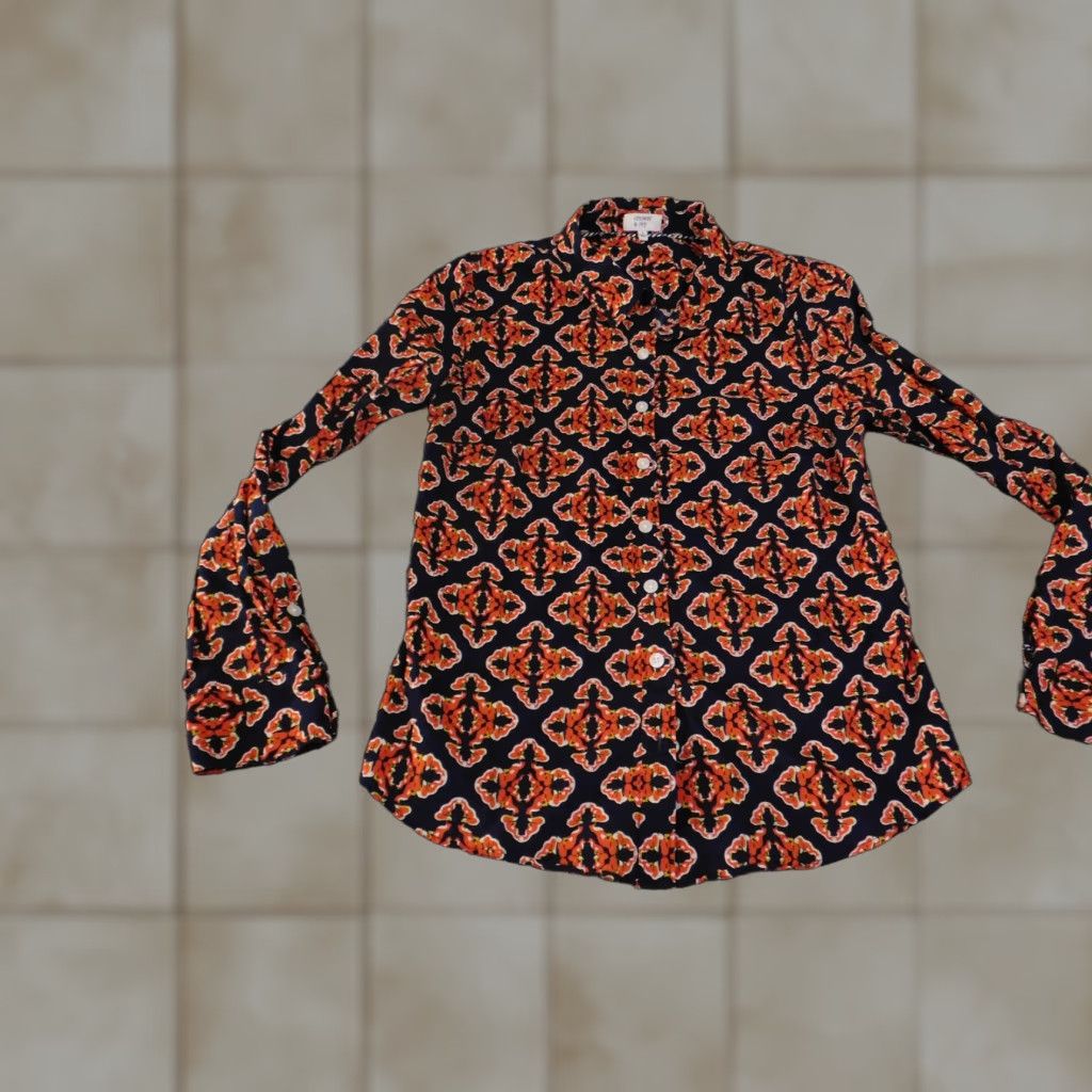 Vintage Crown & Ivy Shirt Womens Small Navy Floral Button Up Long Sleeve Cotton Size S / US 4 / IT 40 - 1 Thumbnail