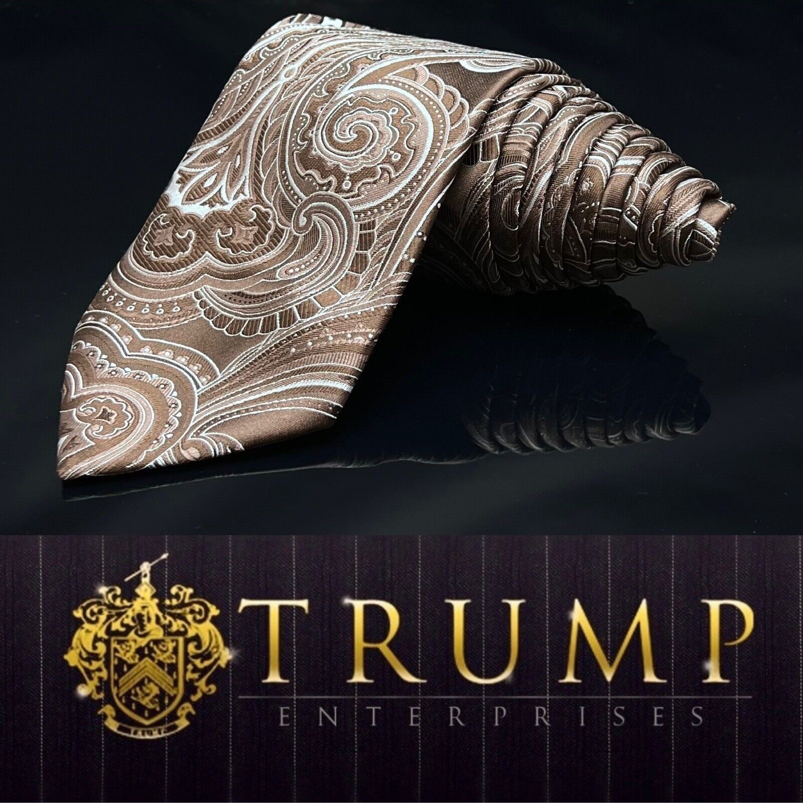 Donald Trump Donald J Trump Signature Collection Chocolate Paisley 100% S Size ONE SIZE - 1 Thumbnail