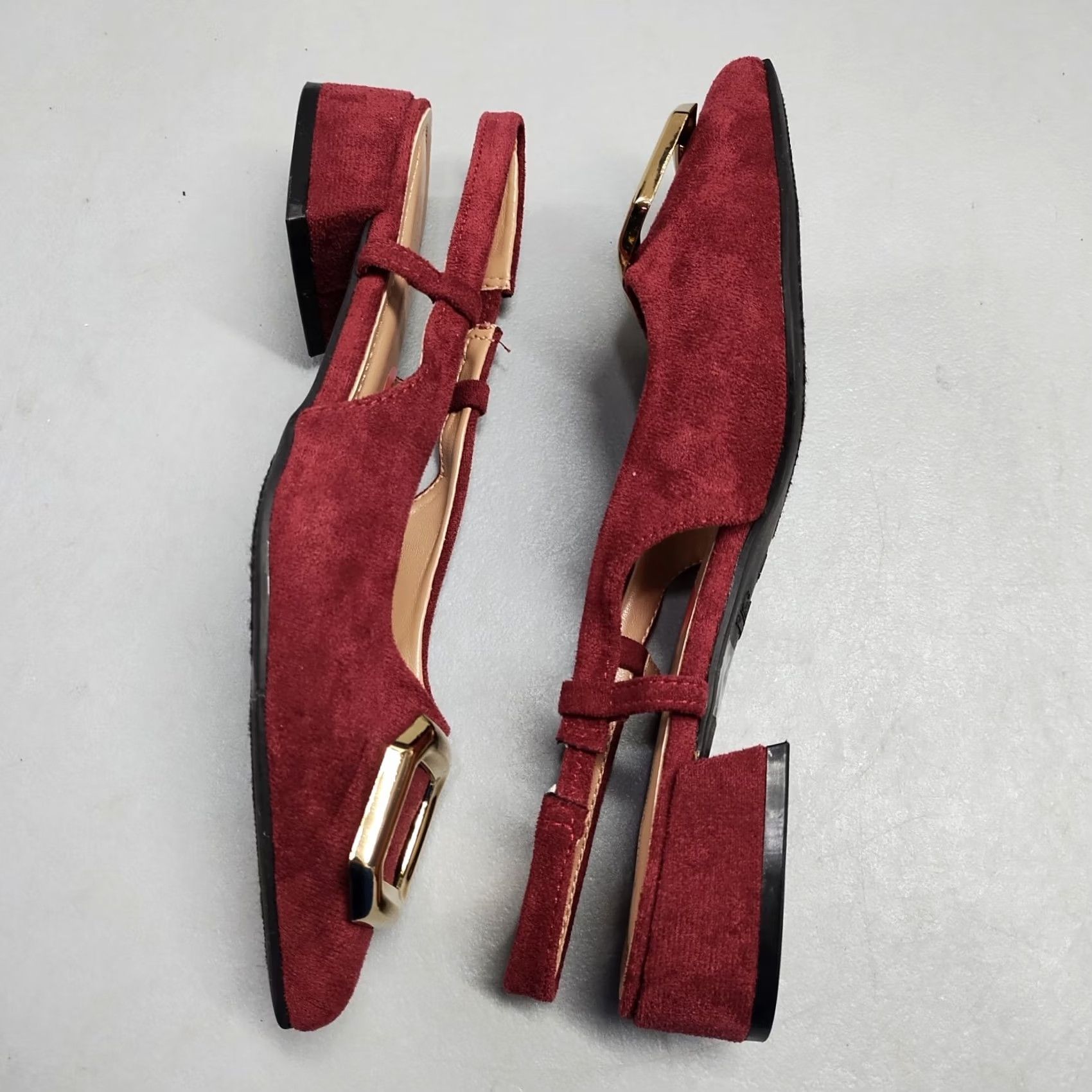 Vintage Catherine Malandrino Slingback Flats Womens Size 6 Red Gold Pointed Toe Slip On Womens Shoes Size US 6 / IT 36 - 2 Thumbnail