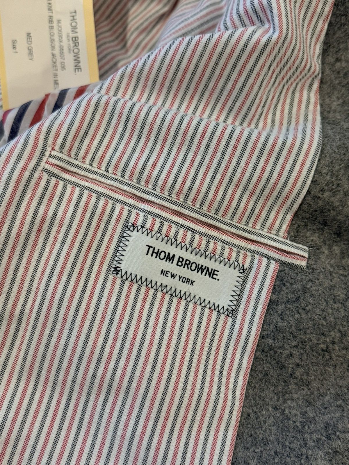 Thom Browne THOM BROWNE Striped leather and wool bomber jacket Size US S / EU 44-46 / 1 - 9 Thumbnail