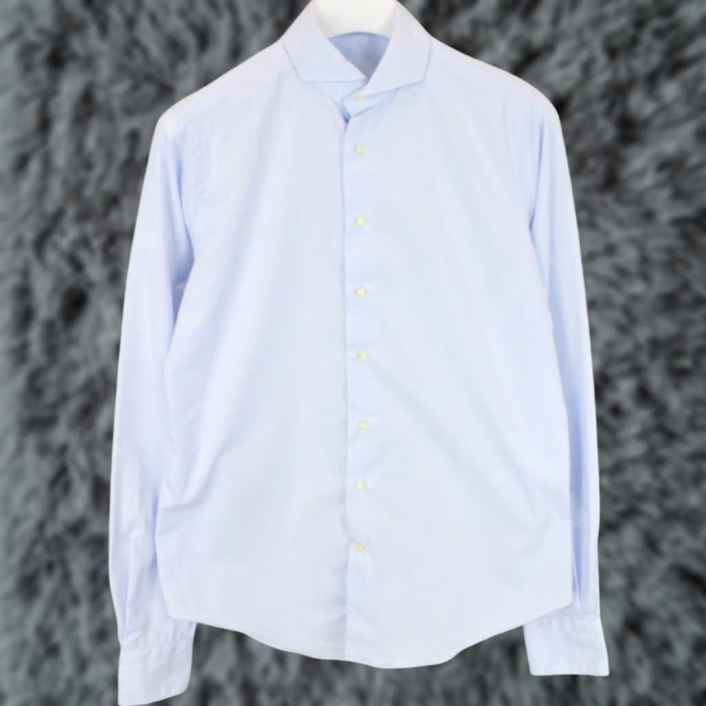 Suitsupply Suitsupply Regular Formal Shirt Men's LARGE Cutaway Neck Button Up Blue Shirt Size 42R - 1 Thumbnail