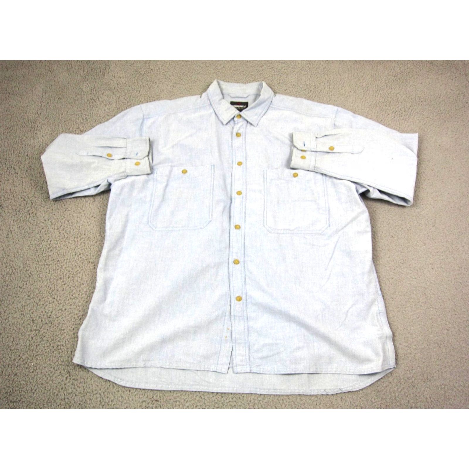Vintage VINTAGE Woolrich Shirt Mens 2XL Blue Chambray Cotton Button-Up 2XL Casual Workwear Western Mens Size US XXL / EU 58 / 5 - 2 Thumbnail