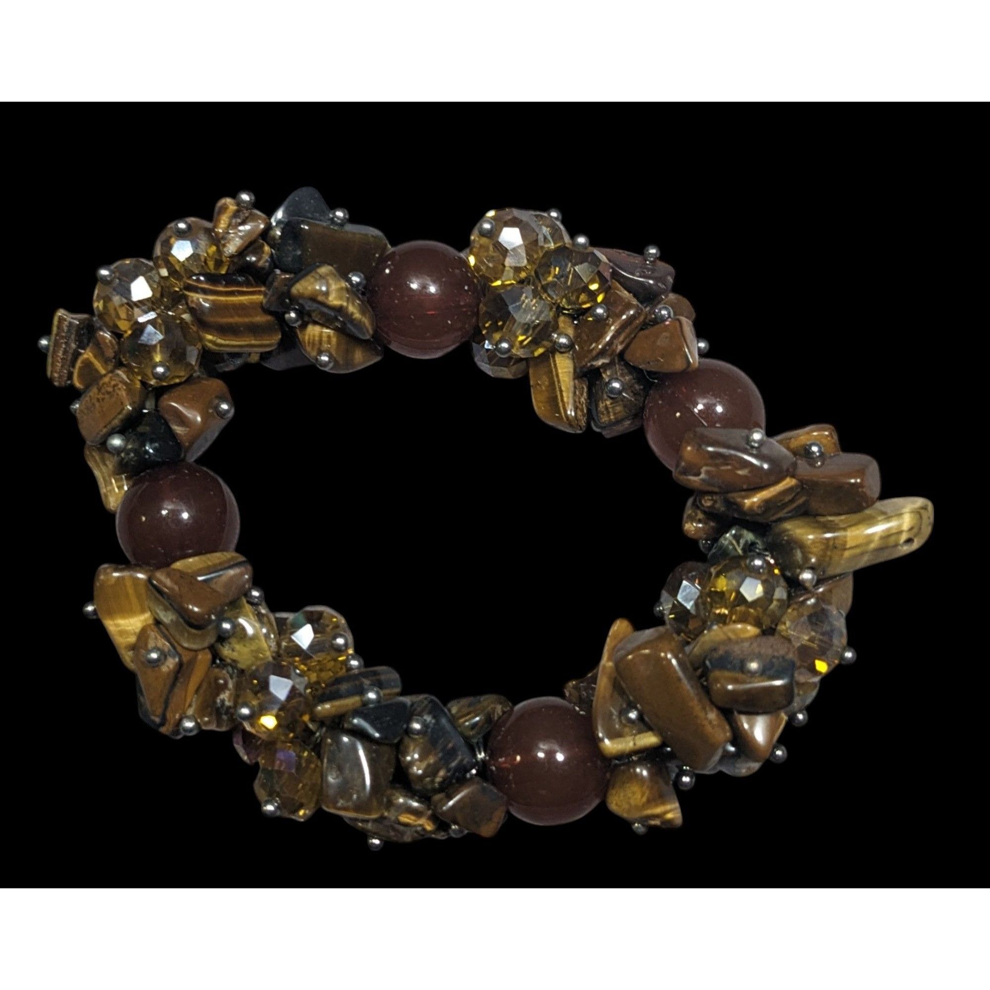 Other Brown Gemstone Chip Glass Beaded Tiger Eye Stretch Braceket Size ONE SIZE - 1 Thumbnail