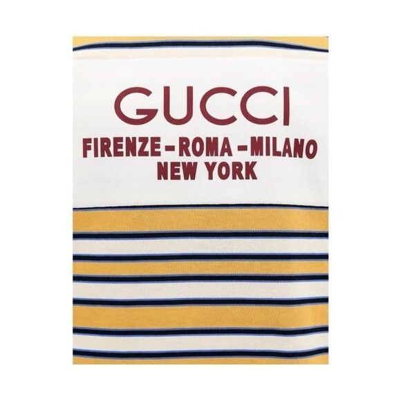 Gucci NWT GUCCI Polo Shirt Stripe Rugby Sz L Cotton Yellow Border Size US L / EU 52-54 / 3 - 3 Thumbnail