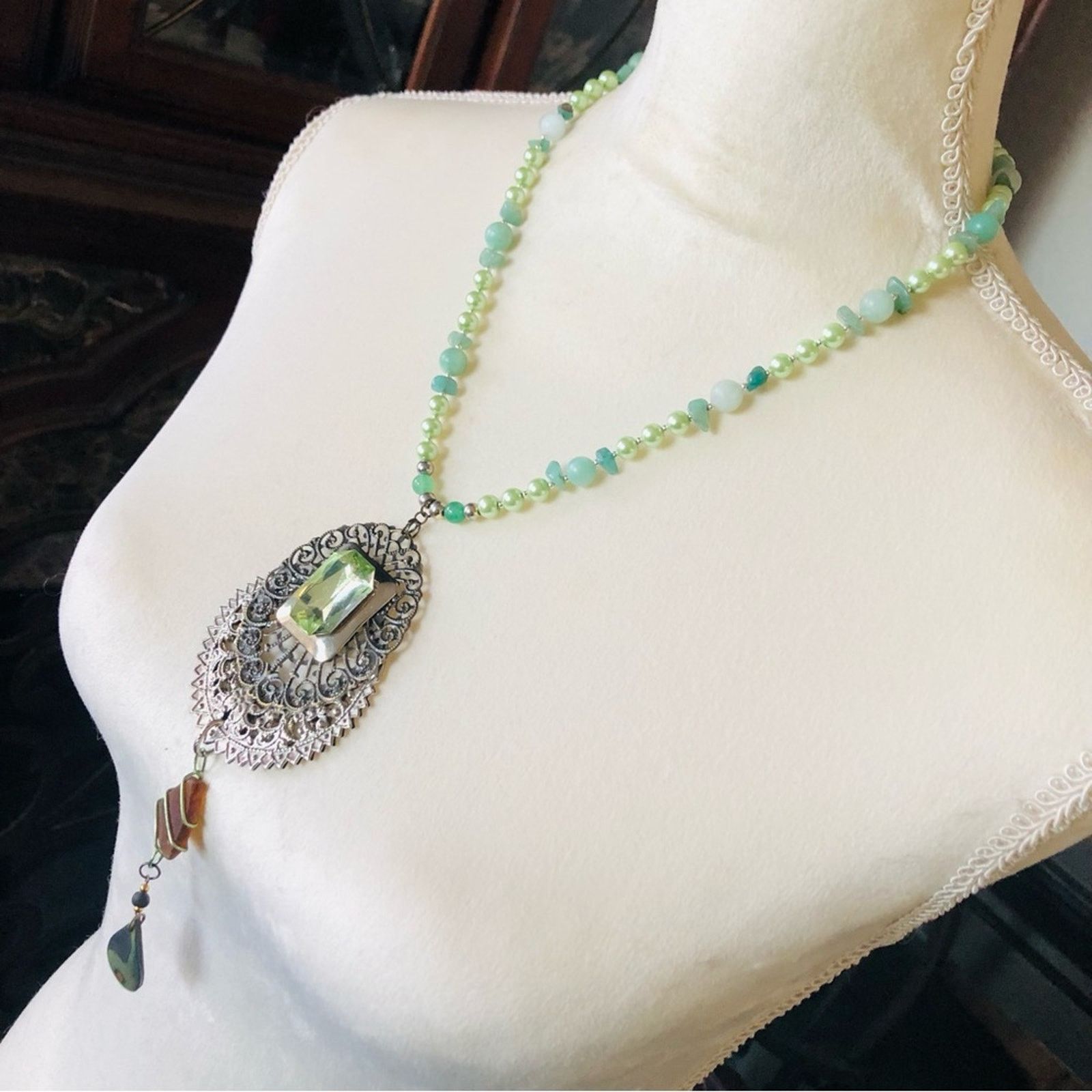 Handmade Handcrafted repurpose genuine stone Pearl necklace Size ONE SIZE - 4 Thumbnail