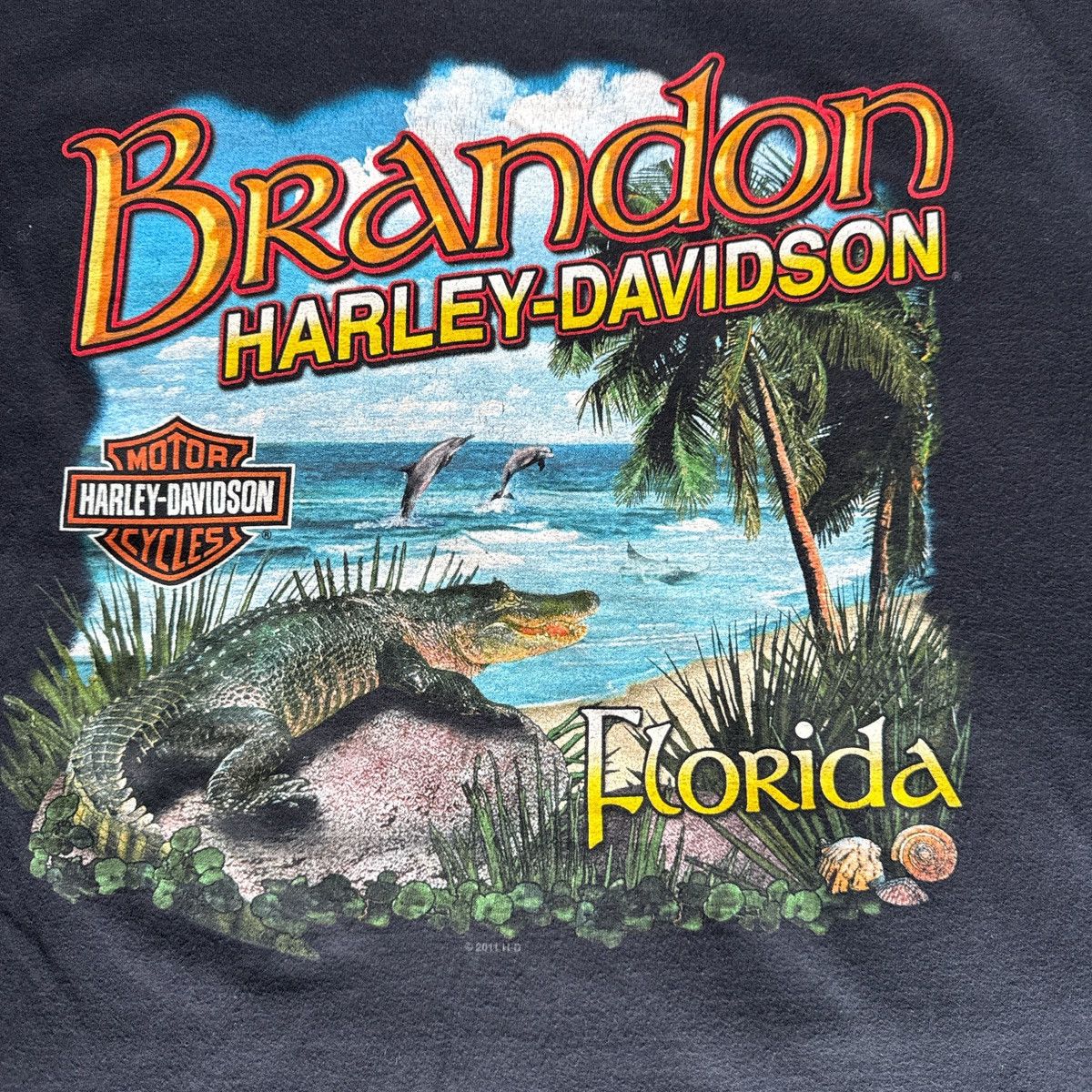 Harley Davidson Vintage Harley-Davidson Brandon Florida Gator Tee - Biker Size US XXL / EU 58 / 5 - 4 Thumbnail