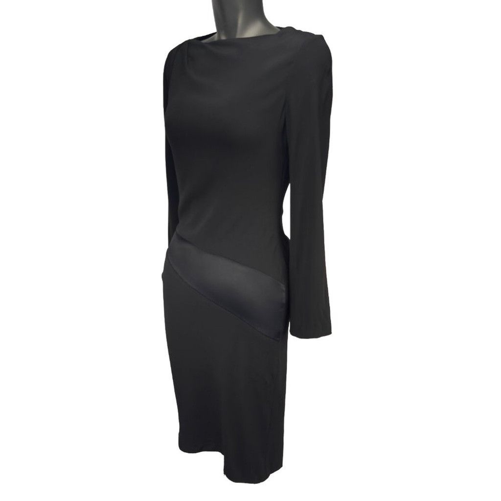 Vanessa Bruno VANESSA BRUNO Draped Sheath Satin Band Black Midi Dress 38 Size M / US 6-8 / IT 42-44 - 5 Thumbnail