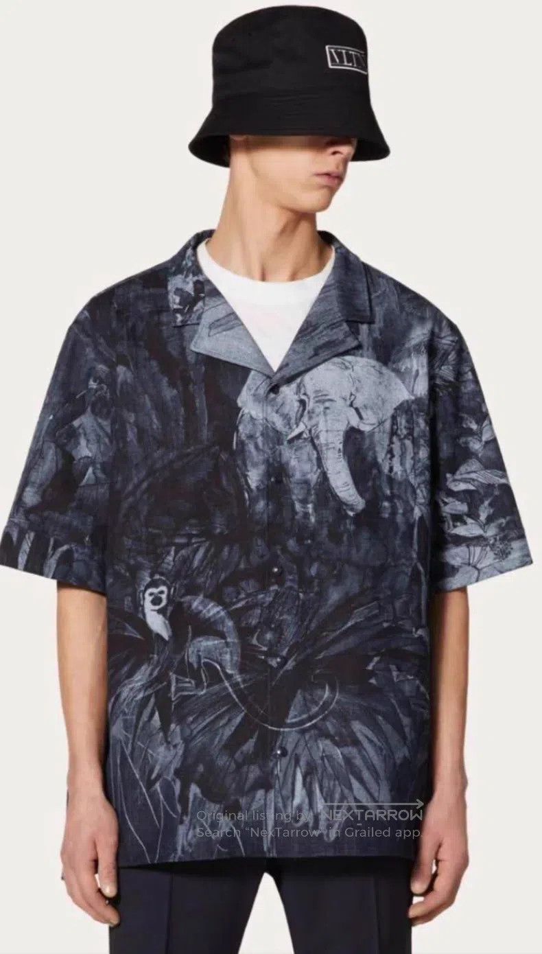 Valentino Valentino Jungle oil painting print denim short-sleeved sh Size US S / EU 44-46 / 1 - 1 Thumbnail