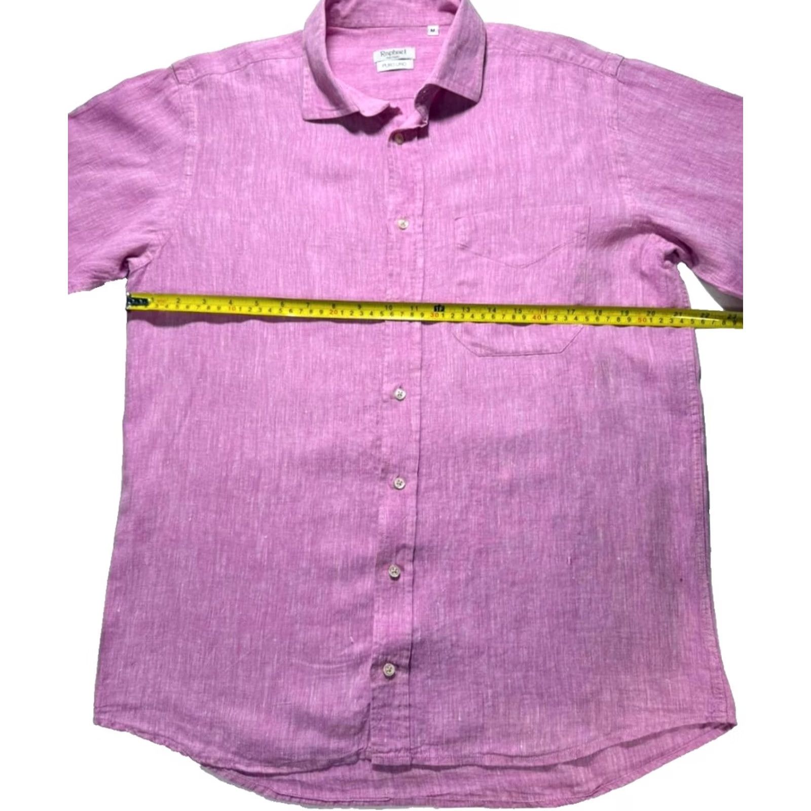Vintage PURO LINO Raphael Positano Linen Button-Up Shirt | Size M, Pink, Long Sleeve, Collared, Solid Linen, Breathable, Casual Mens Shirt Size US M / EU 48-50 / 2 - 6 Thumbnail