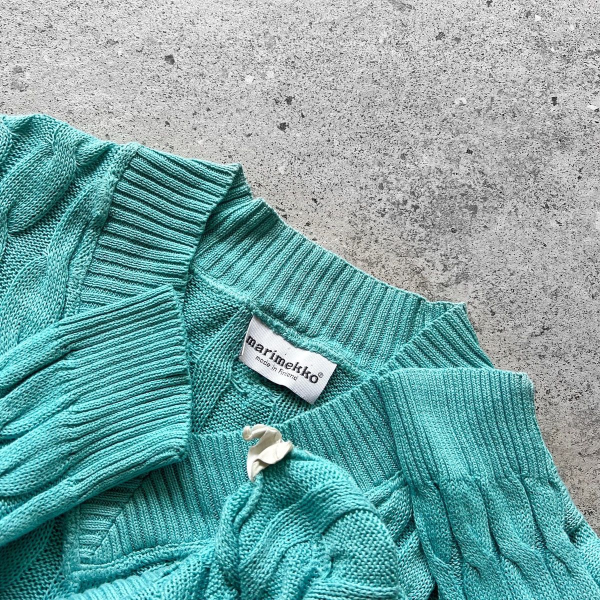 Marimekko × Vintage Marimekko Womens Vintage Aqua 90s Long Sleeve Knit Sweater Size L / US 10 / IT 46 - 4 Thumbnail