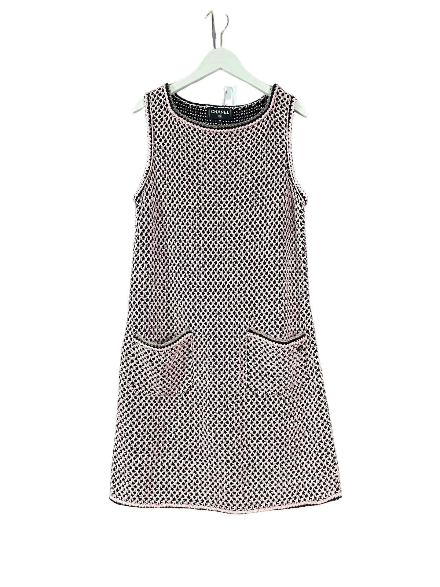 Chanel Chanel Pink Black Knit Mini Dress Size 38 Size S / US 4 / IT 40 - 1 Thumbnail