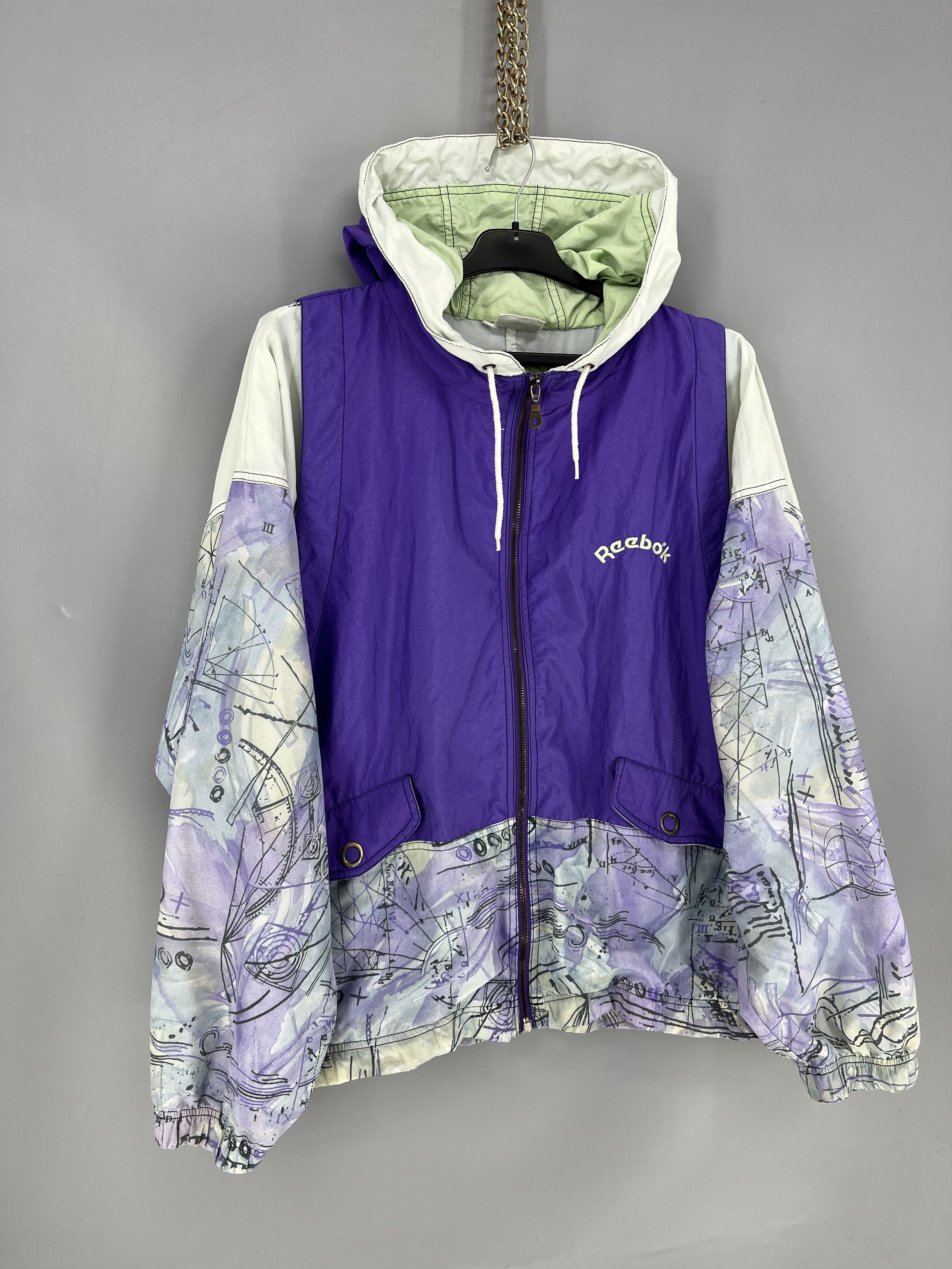 Reebok Vintage 90s Reebok Windbreaker Jacket Mens XL Purple Size US M / EU 48-50 / 2 - 2 Thumbnail