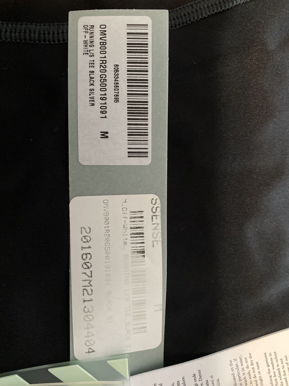 Off-White × Virgil Abloh Off-White Running L/S Tee Black Silver Size US M / EU 48-50 / 2 - 8 Thumbnail