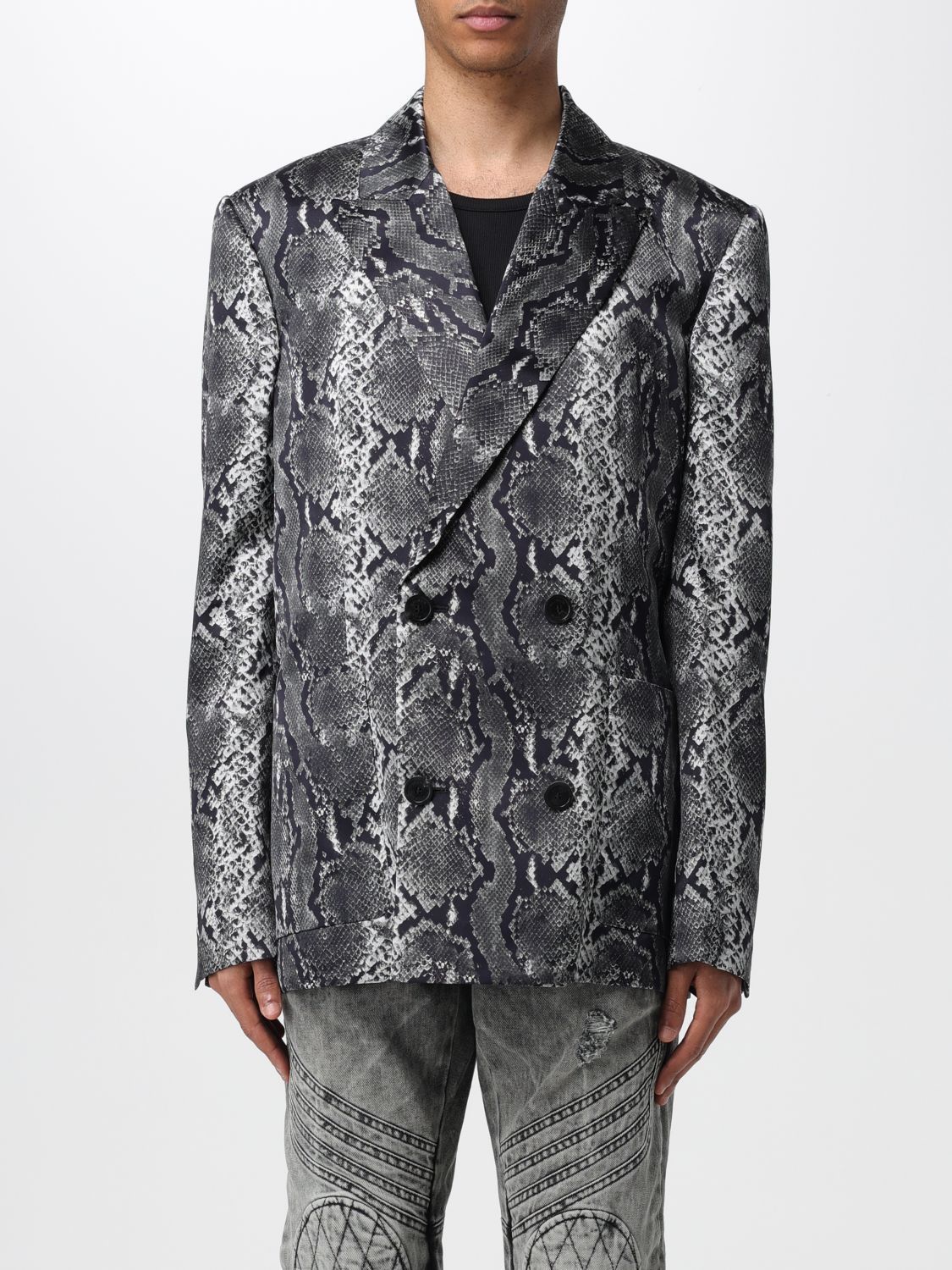 image of Balmain Jacket Men Grey (Size 2XL)