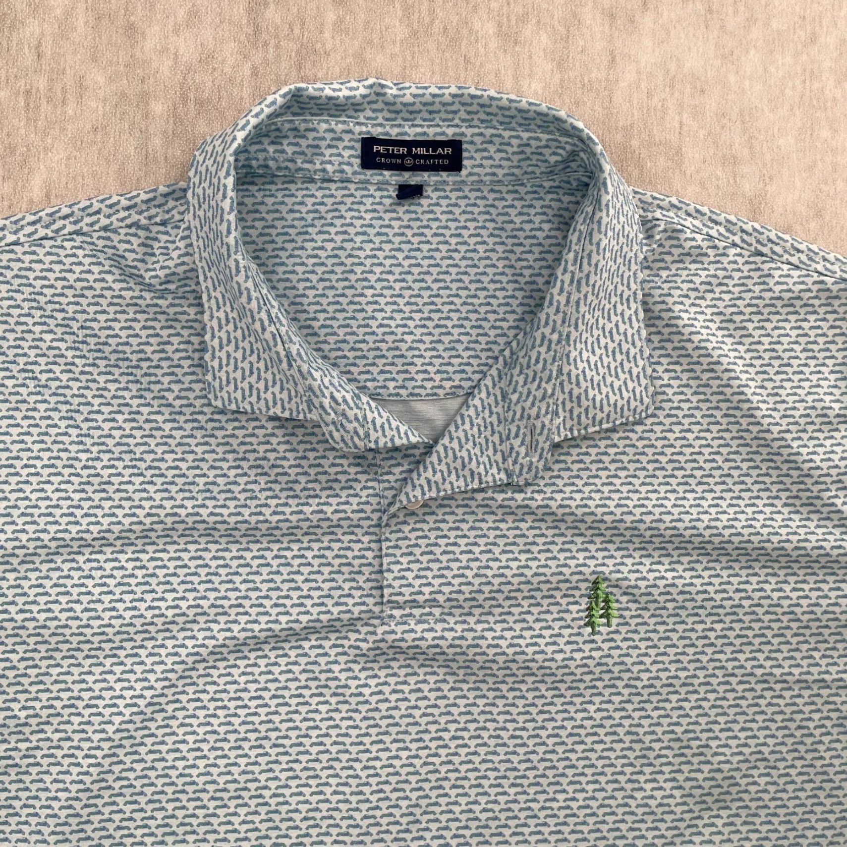 Peter Millar VINTAGE Peter Millar Crown Crafted Polo Shirt Mens Adult XL Blue All Over Race Car Print Golf Polo Shirt Mens XL Blue Cars 90s Size US XL / EU 56 / 4 - 3 Thumbnail