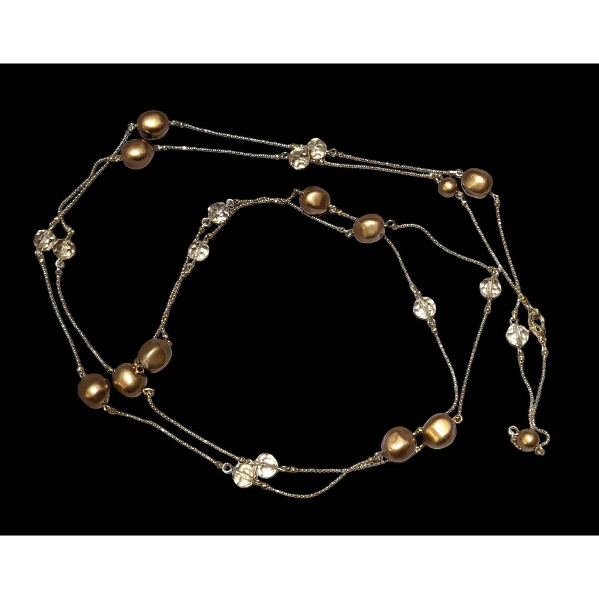 Other Gold Pearl And Gem Glam Opera Length Necklace Size ONE SIZE - 1 Thumbnail