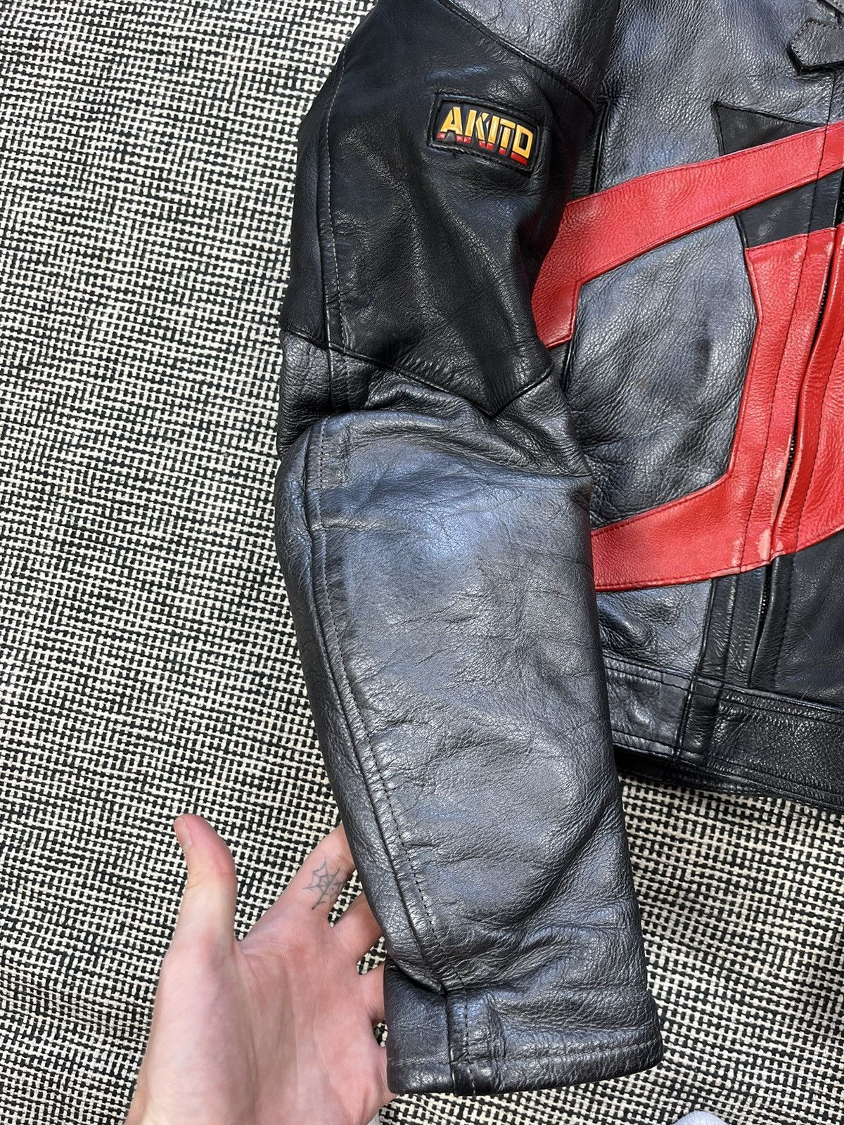 Genuine Leather ➕ genuine leather top quality moto racing jacket AKITO Size US L / EU 52-54 / 3 - 12 Thumbnail